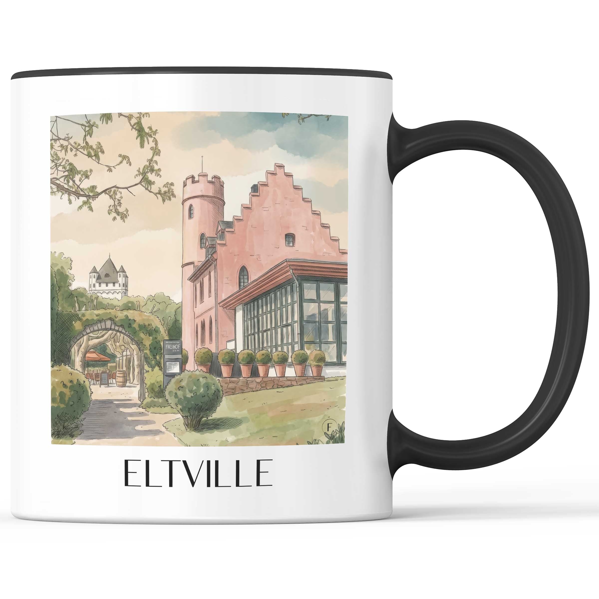 Eltville Kaffeebecher - Rheingau - Deutschland Becher - Kaffeetasse im Aquarell Stil - favplace