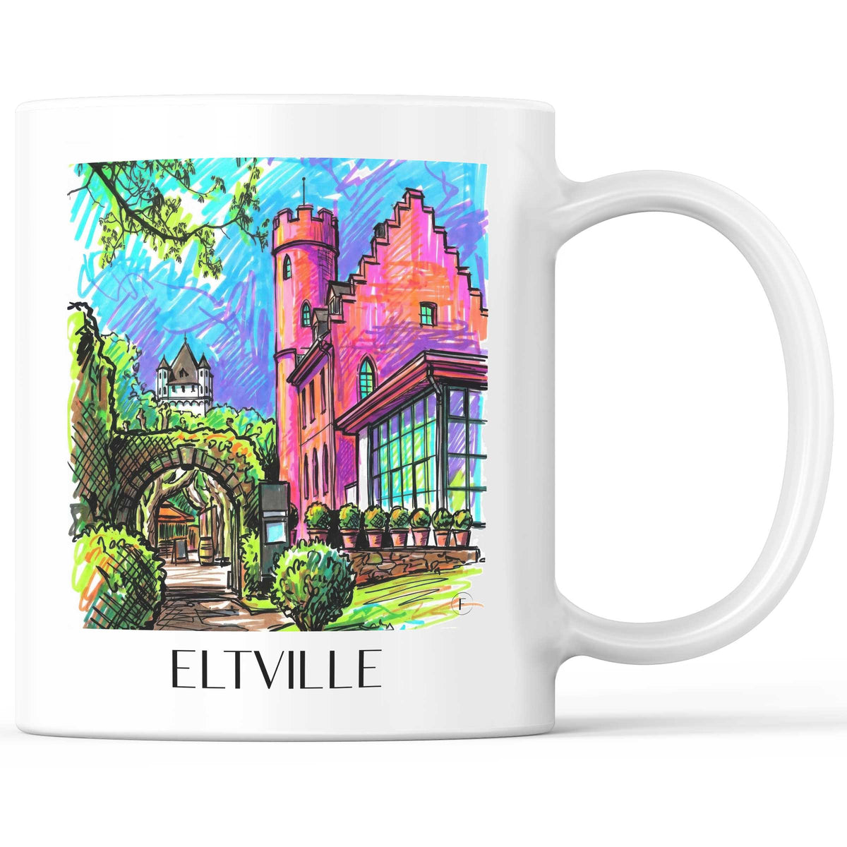 Eltville Kaffeebecher - Rheingau - Deutschland Becher - Kaffeetasse im Tag Graffiti Stil - favplace