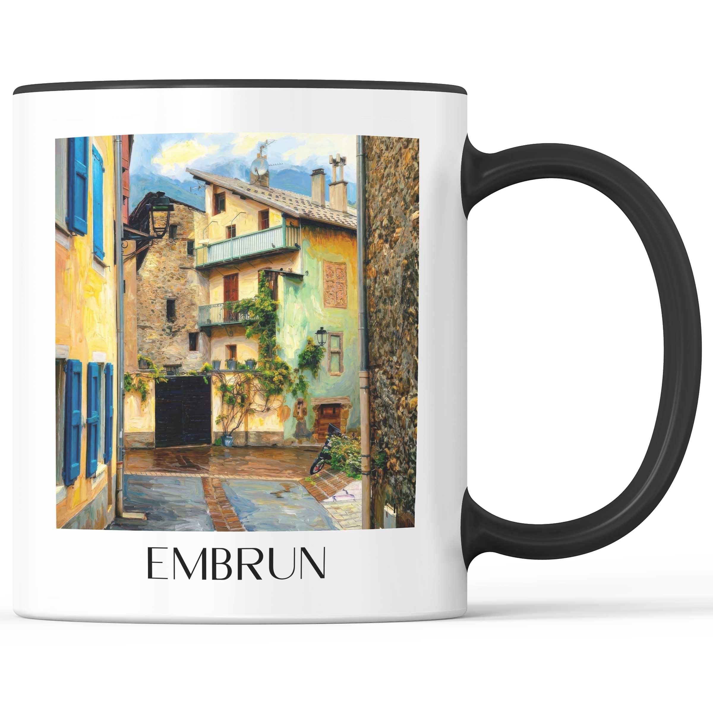Embrun Kaffeebecher - Serre-Ponçon - Frankreich Becher - Kaffeetasse im Ölgemälde Stil - favplace