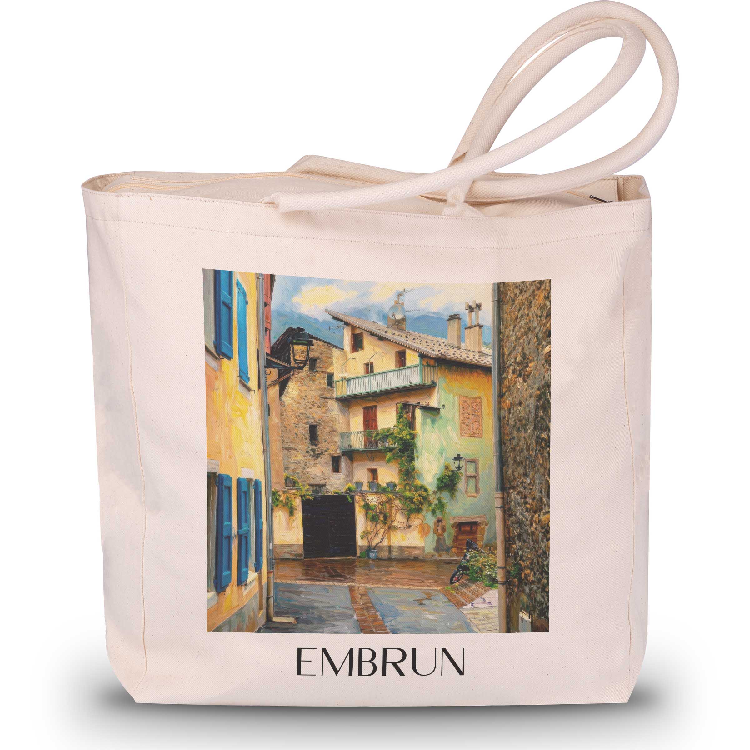 Embrun Shopping Tasche - Serre-Ponçon - Frankreich Tote Bag - Einkaufstasche im Ölgemälde Stil - favplace