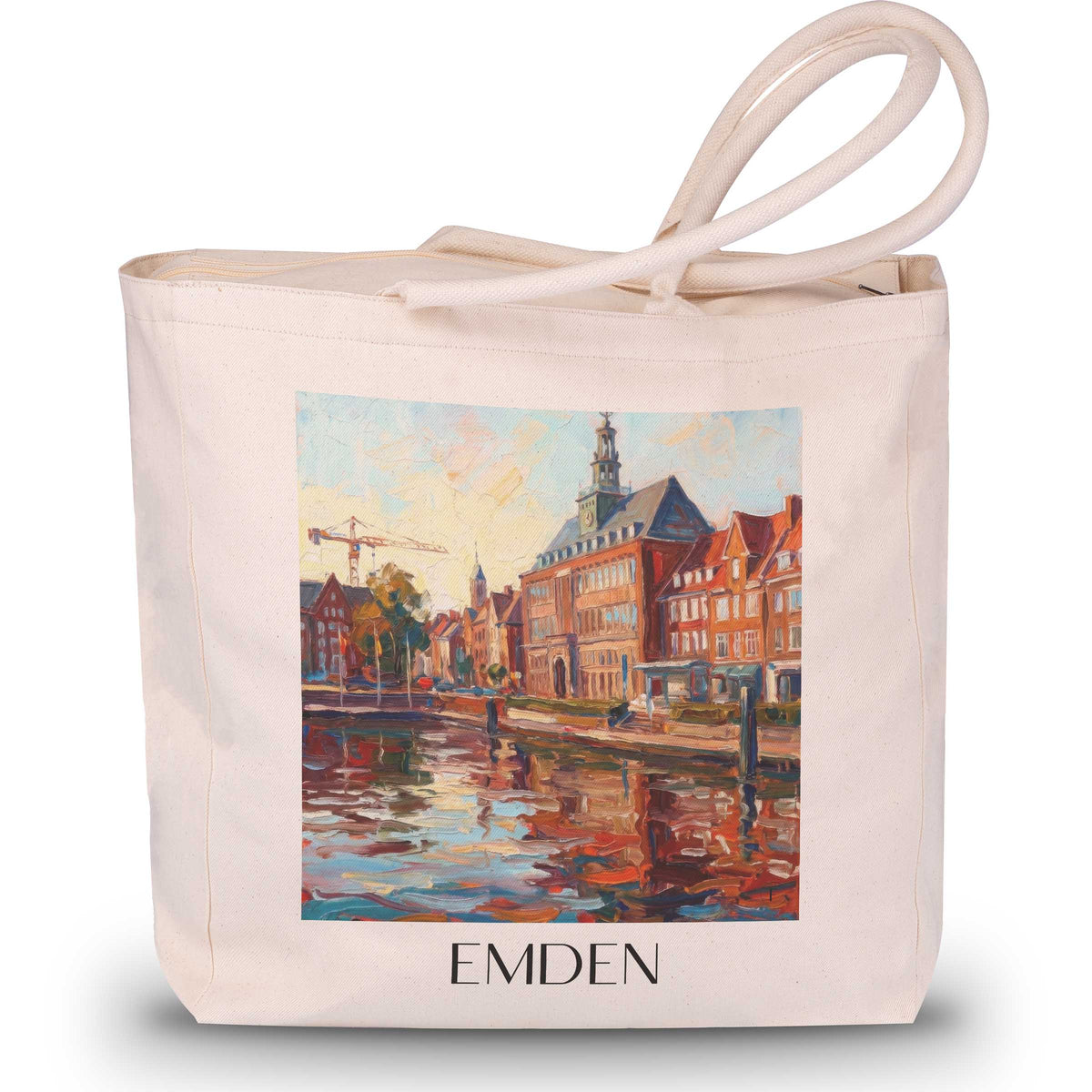 Emden Shopping Tasche - Ostfriesland - Deutschland Tote Bag - Einkaufstasche im Ölgemälde Stil - favplace