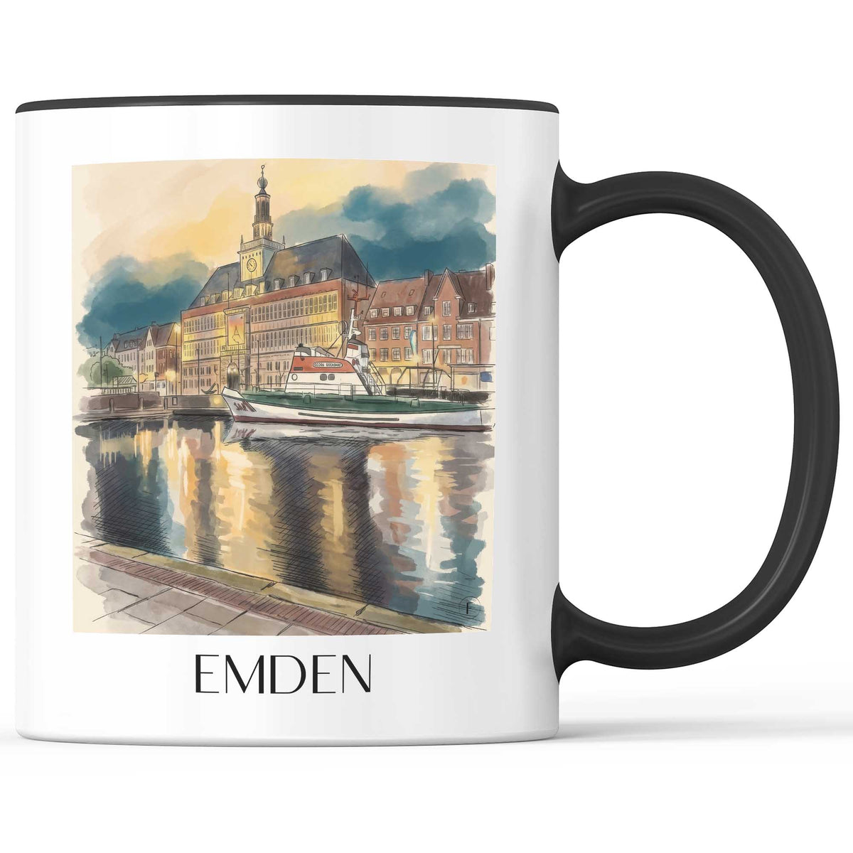 emden-(bei-nacht)-ostfriesland-deutschland-kaffeebecher-aquarell