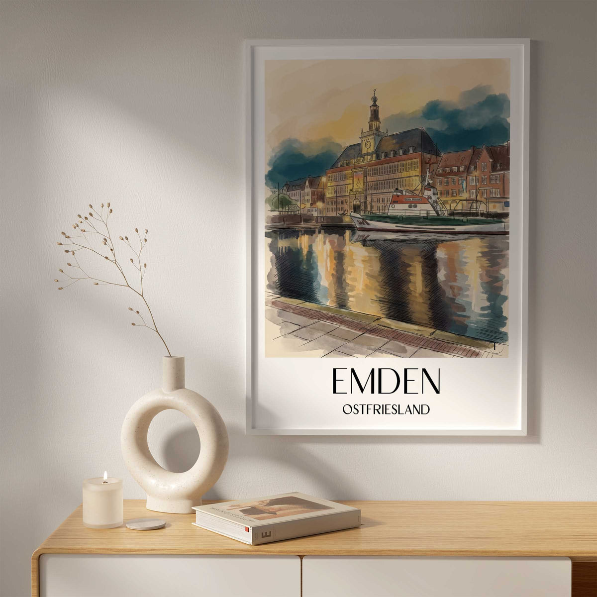 emden-(bei-nacht)-ostfriesland-deutschland-poster-aquarell