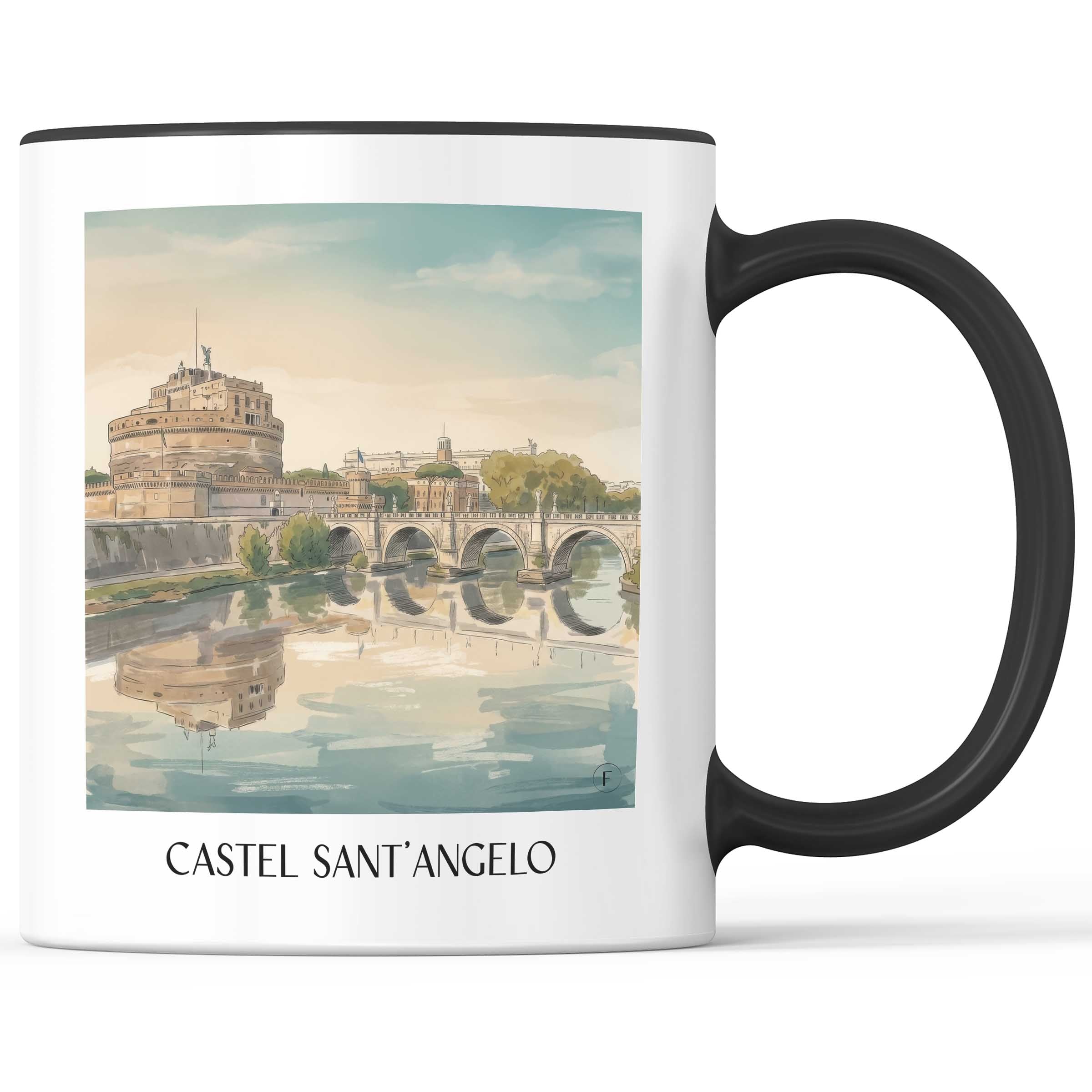 Engelsburg Kaffeebecher - Rom - Italien Becher - Kaffeetasse im Aquarell Stil - favplace