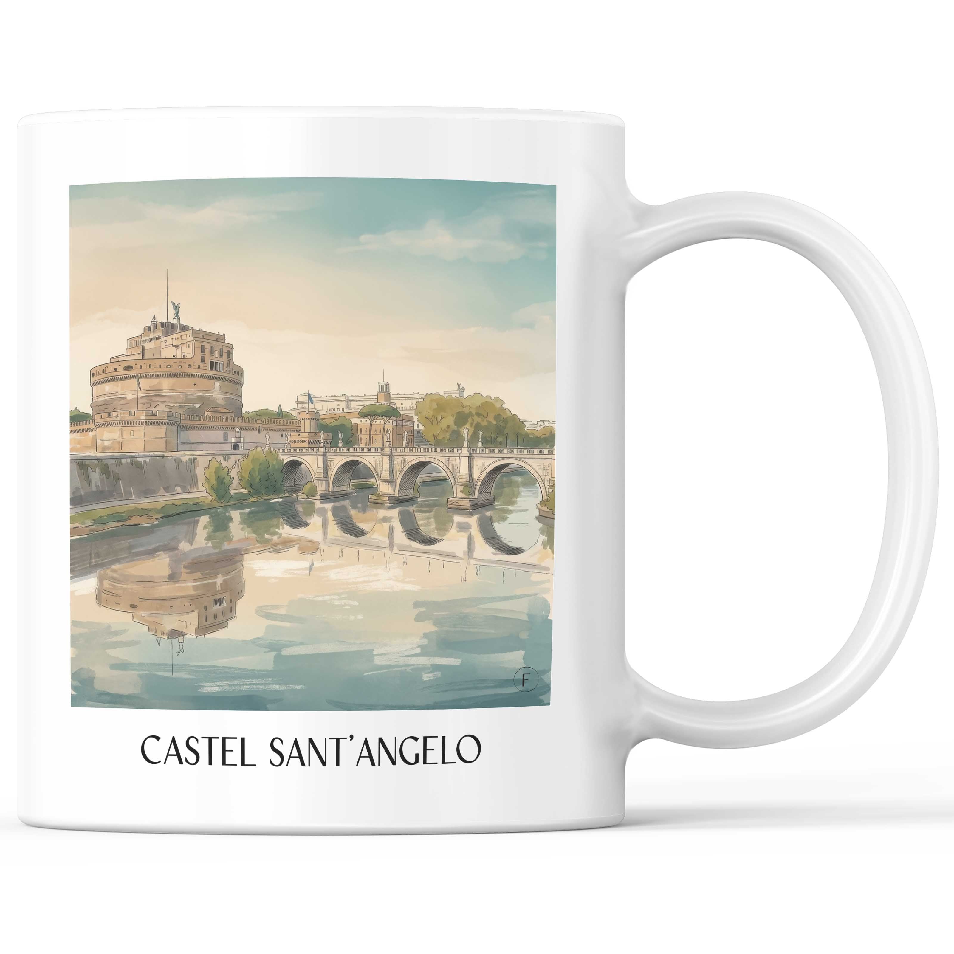 Engelsburg Kaffeebecher - Rom - Italien Becher - Kaffeetasse im Aquarell Stil - favplace