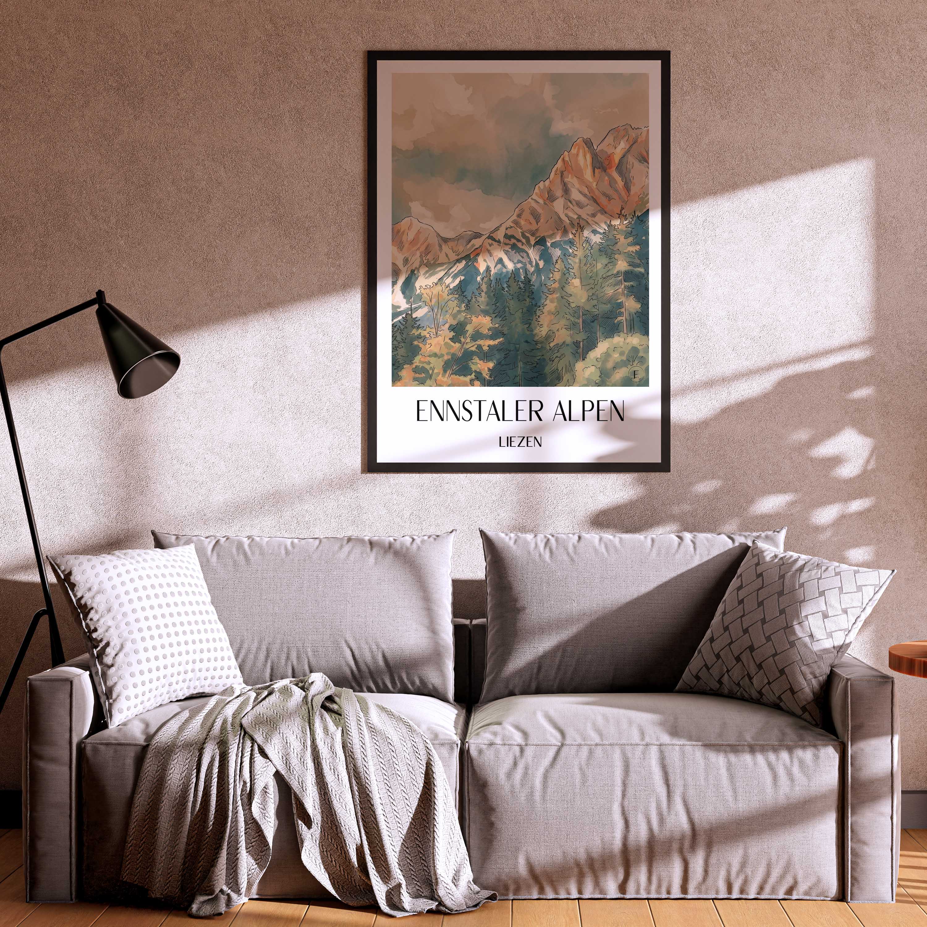 ennstaler-alpen-liezen-österreich-poster-aquarell