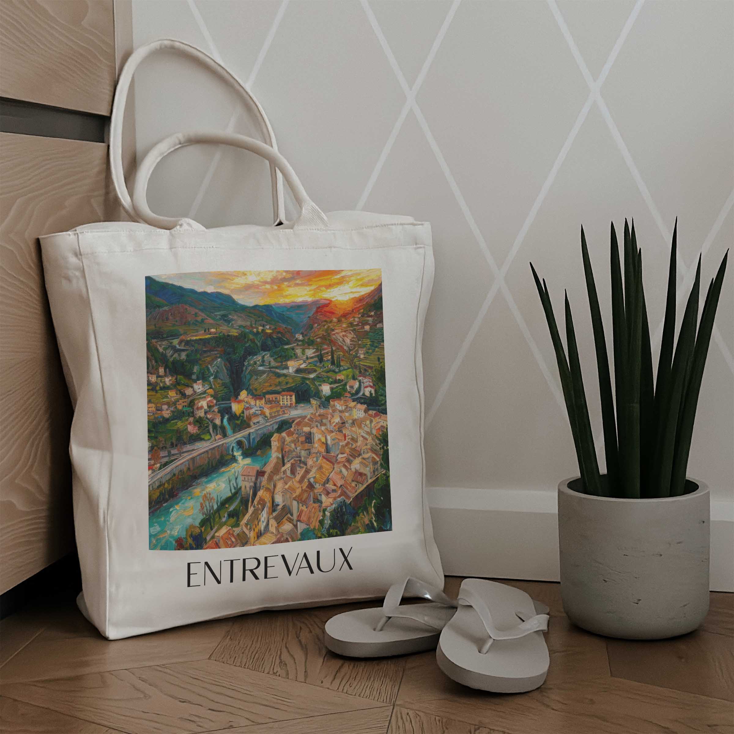 entrevaux-vallée-du-var-frankreich-einkaufstasche-oil-painting-oelgemaelde