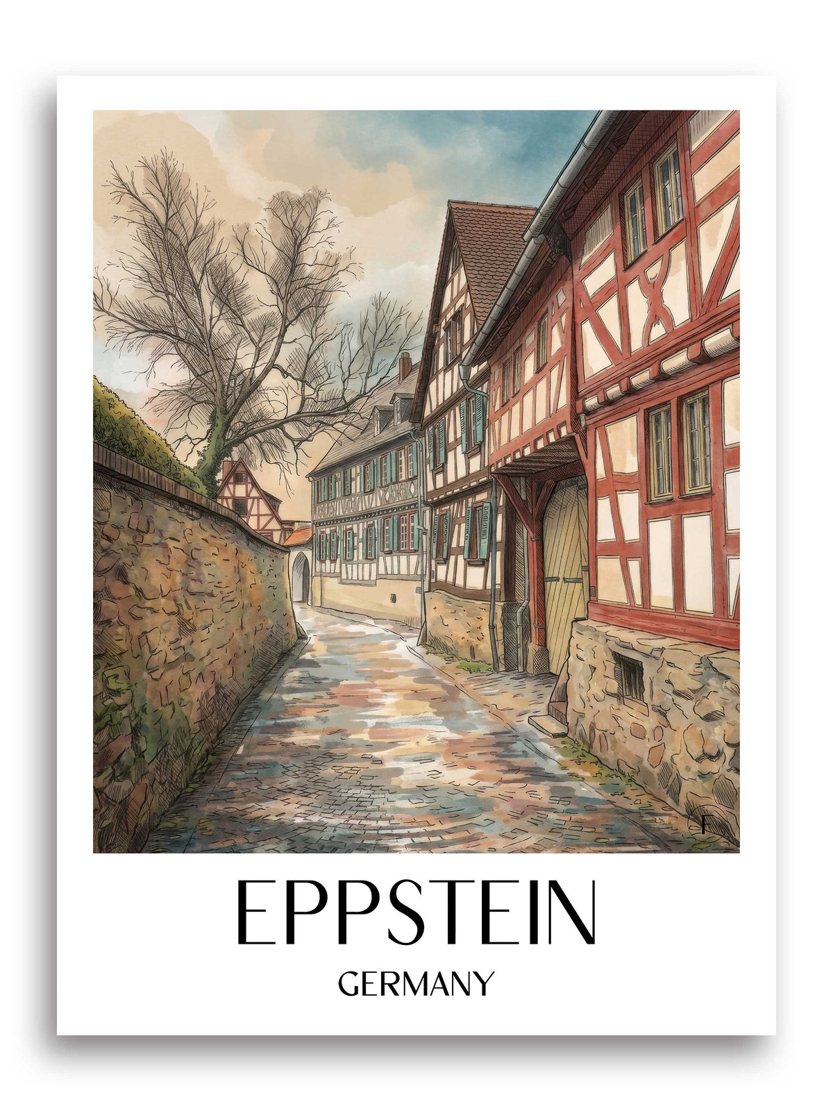 Eppstein Poster - Taunus - Deutschland Kunstdruck - Aquarell von A4 bis A1 - favplace