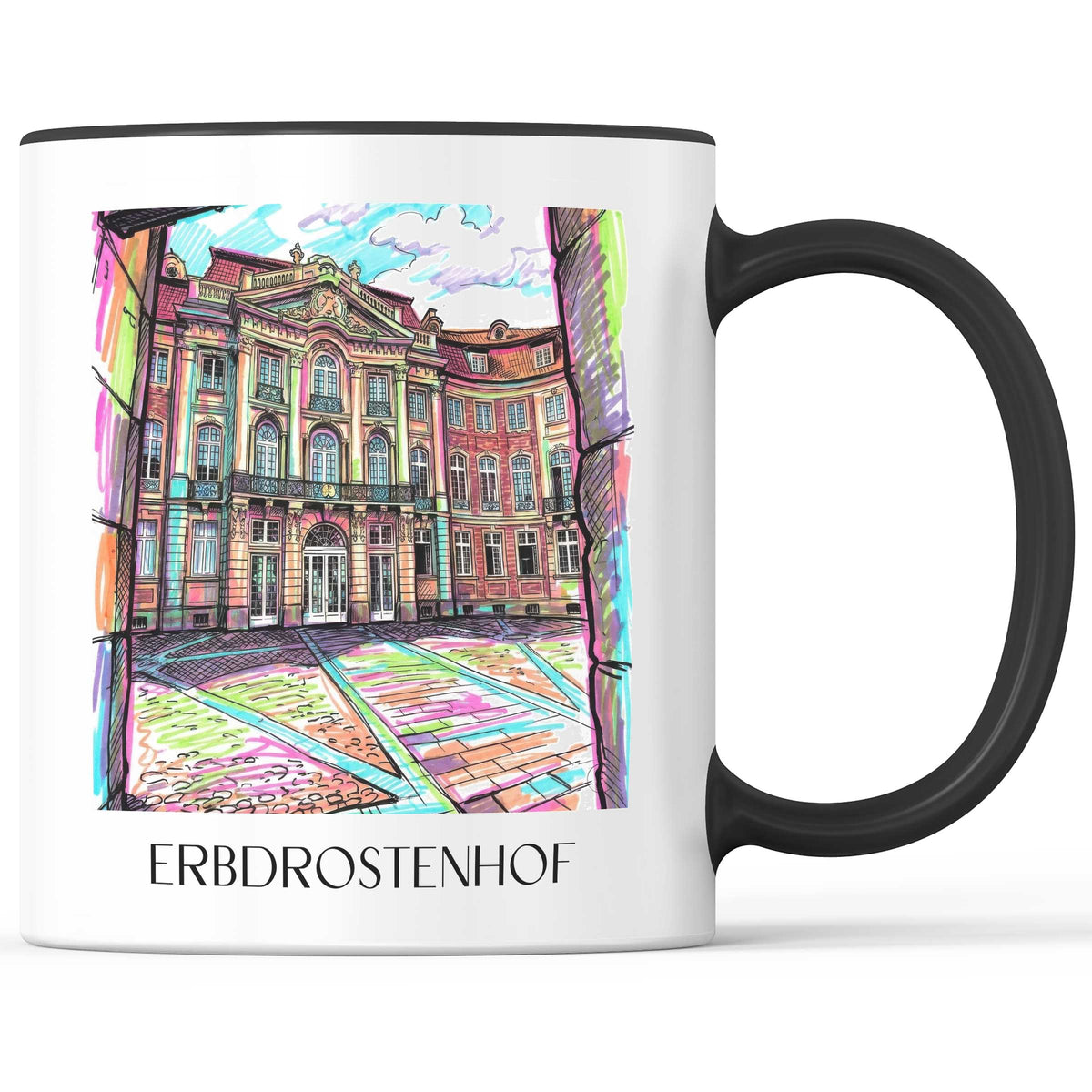 Erbdrostenhof Kaffeebecher - Münster - Deutschland Becher - Kaffeetasse im Tag Graffiti Stil - favplace
