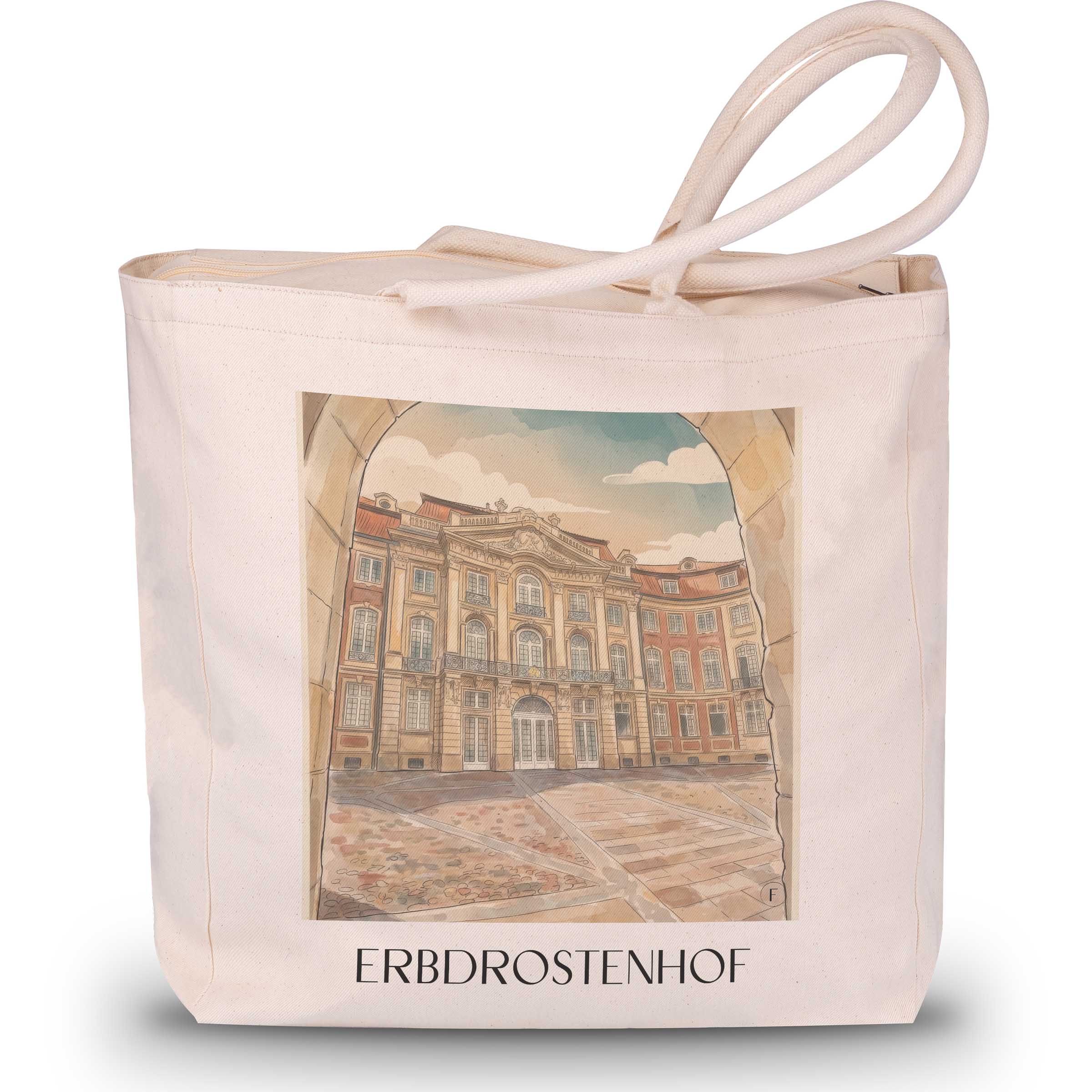 Erbdrostenhof Shopping Tasche - Münster - Deutschland Tote Bag - Einkaufstasche im Aquarell Stil - favplace