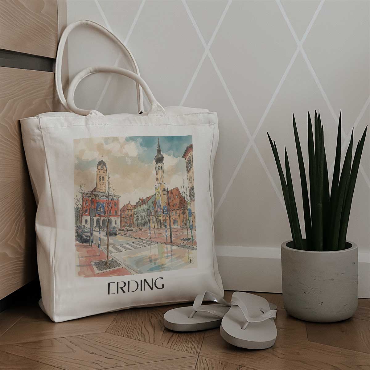 erding-oberbayern-deutschland-einkaufstasche-aquarell