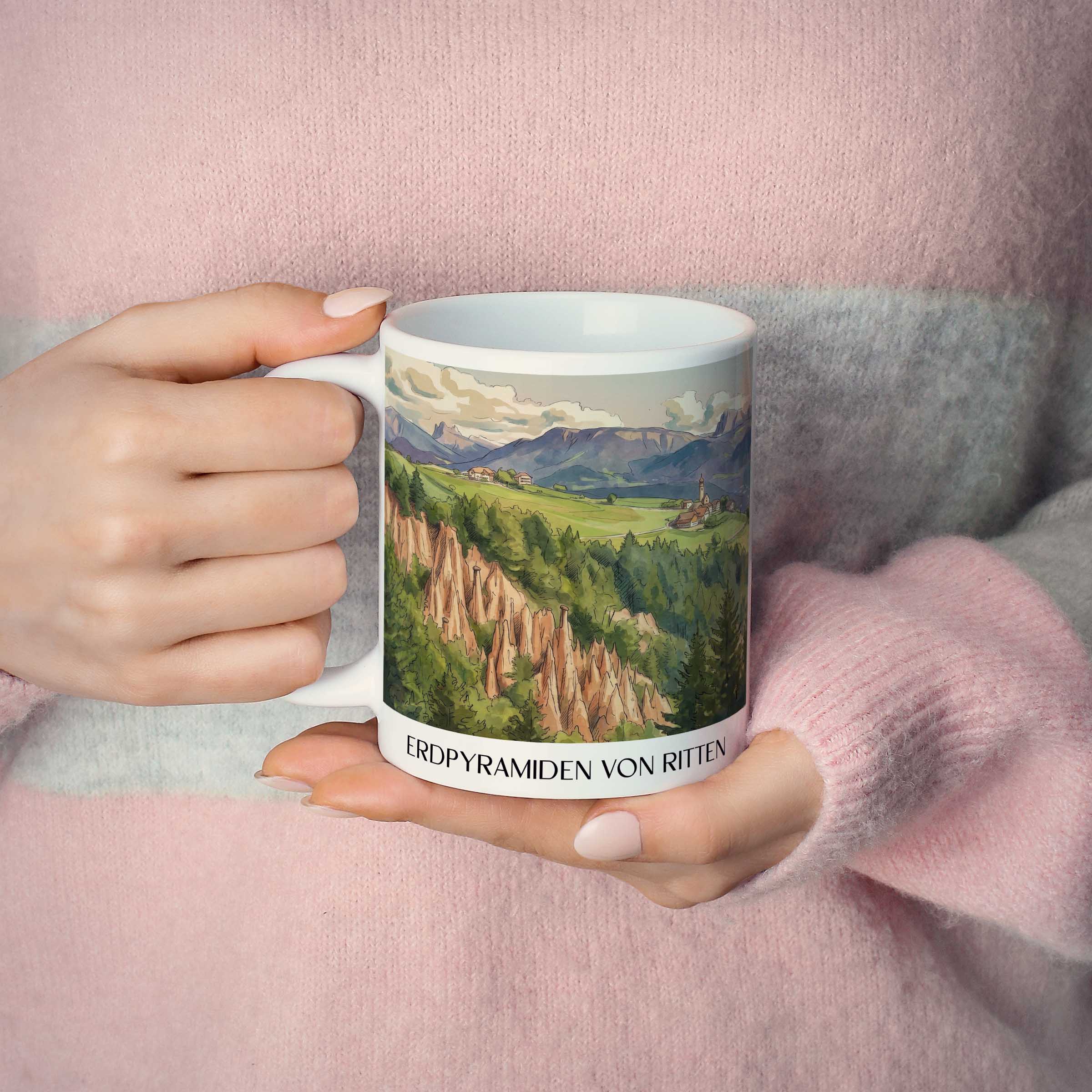 erdpyramiden-von-ritten-südtirol-italien-kaffeebecher-aquarell