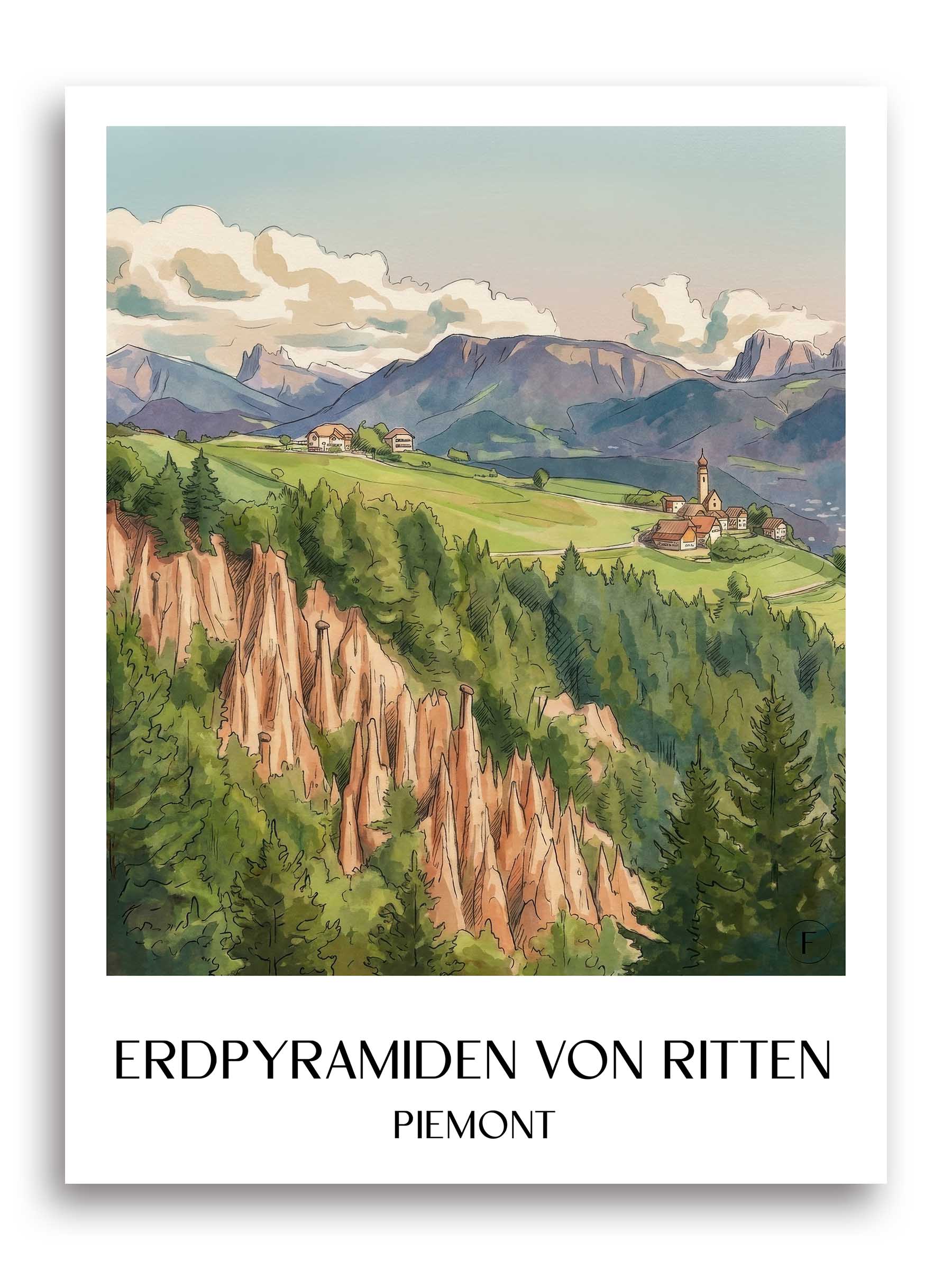 erdpyramiden-von-ritten-südtirol-italien-poster-aquarell