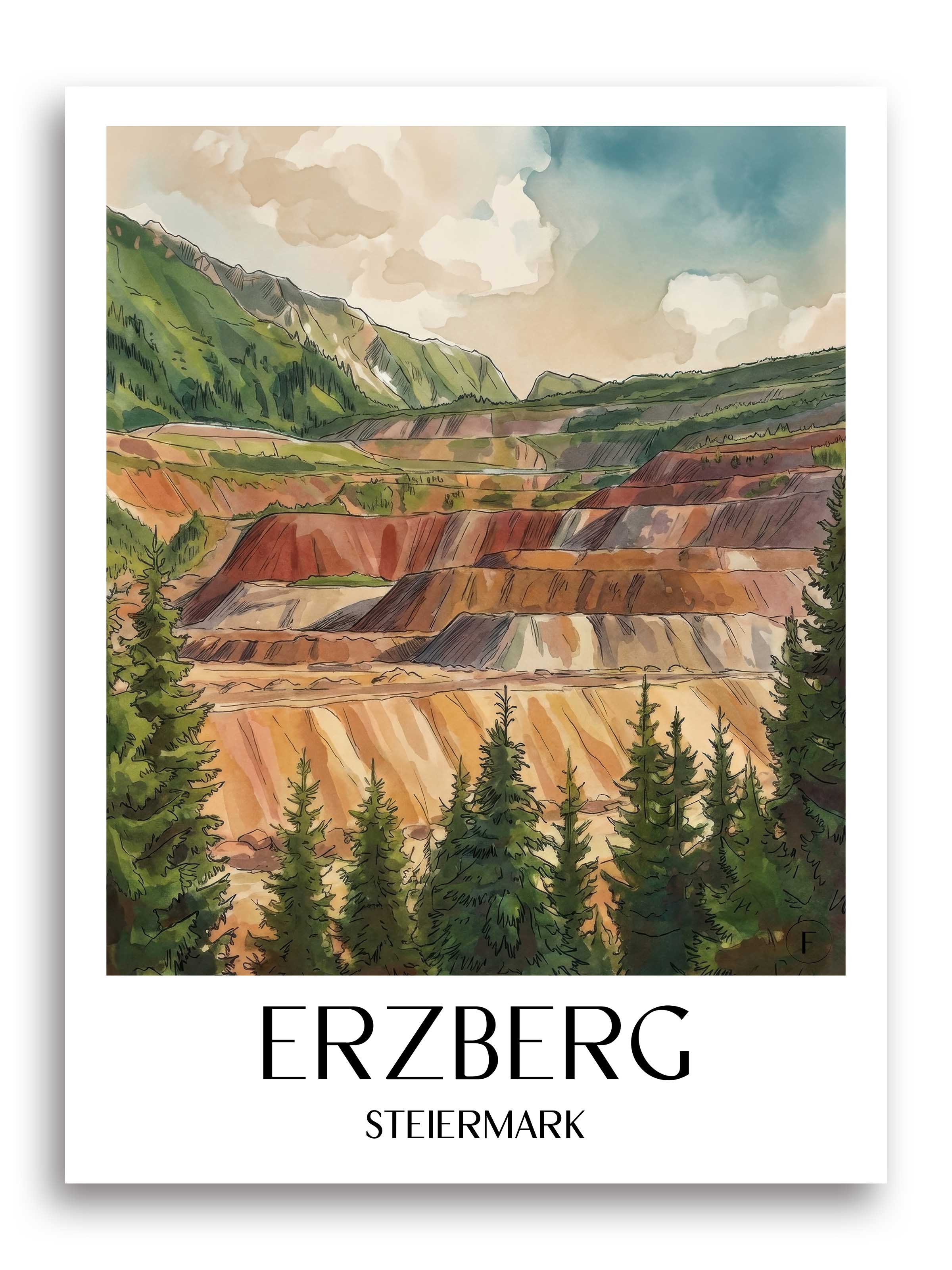 erzberg-steiermark-österreich-poster-aquarell
