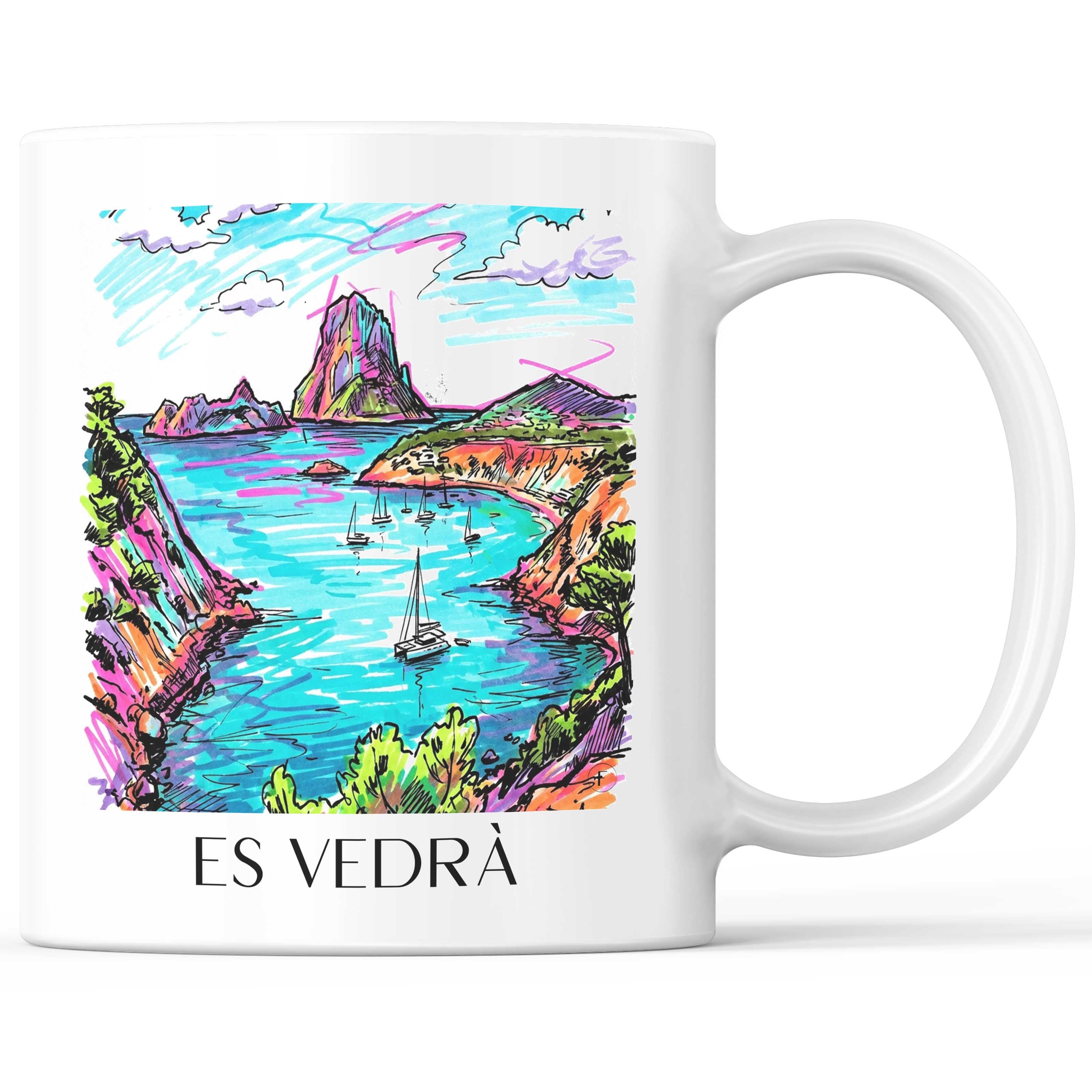 Es Vedrà Kaffeebecher - Ibiza - Spanien Becher - Kaffeetasse im Tag Graffiti Stil - favplace