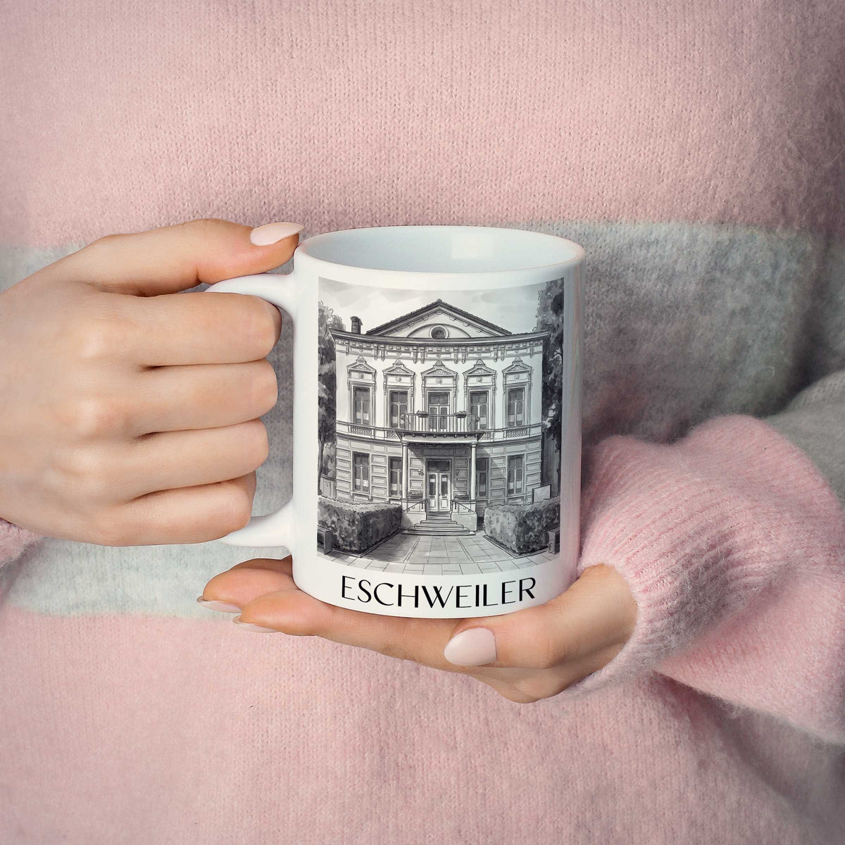 eschweiler-rheinland-deutschland-kaffeebecher-aquarell-schwarz-weiss