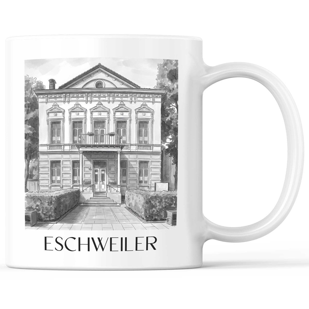 Eschweiler Kaffeebecher - Rheinland - Deutschland Becher - Kaffeetasse im Aquarell Schwarz-Weiß Stil - favplace