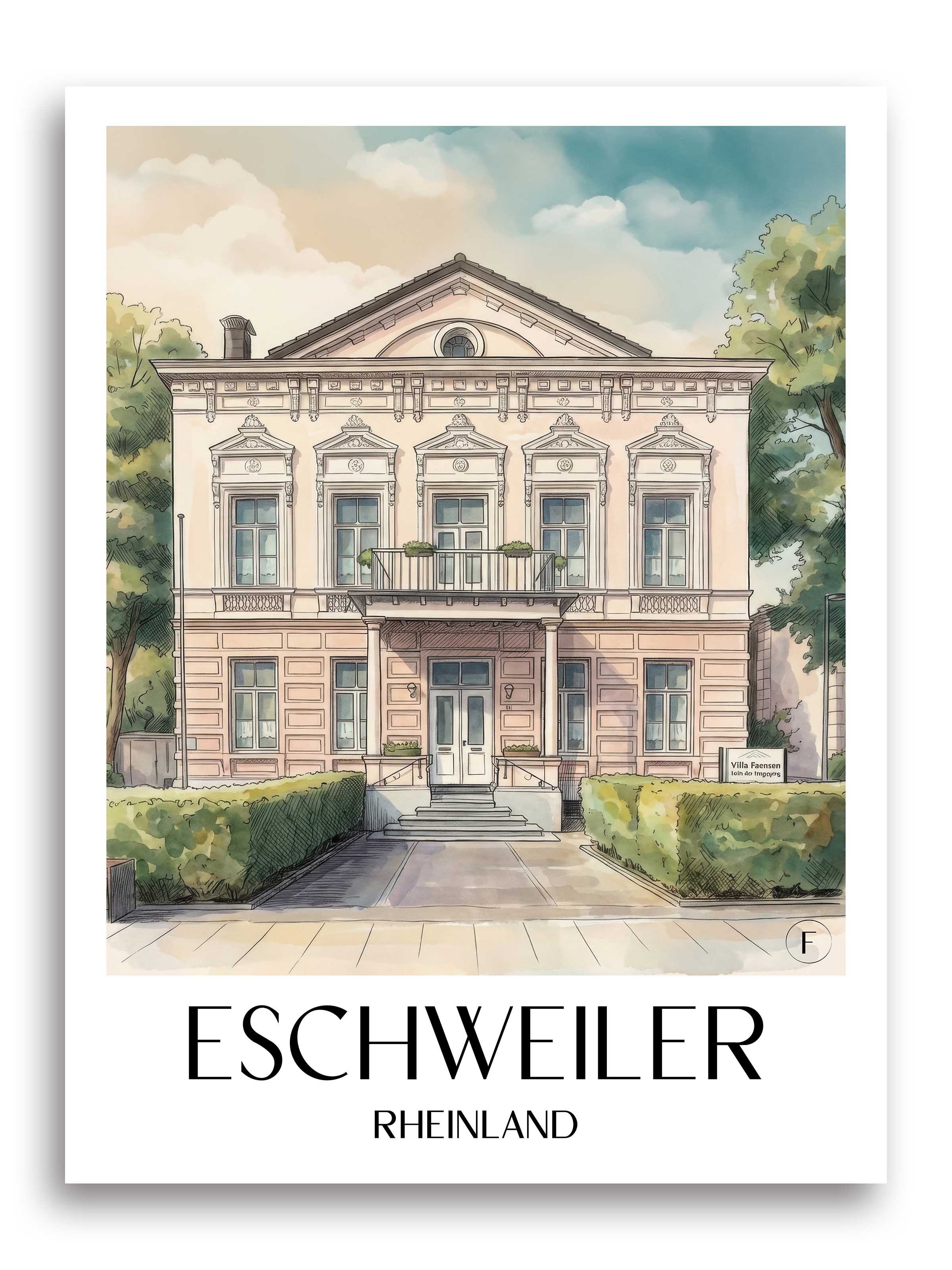 eschweiler-rheinland-deutschland-poster-aquarell