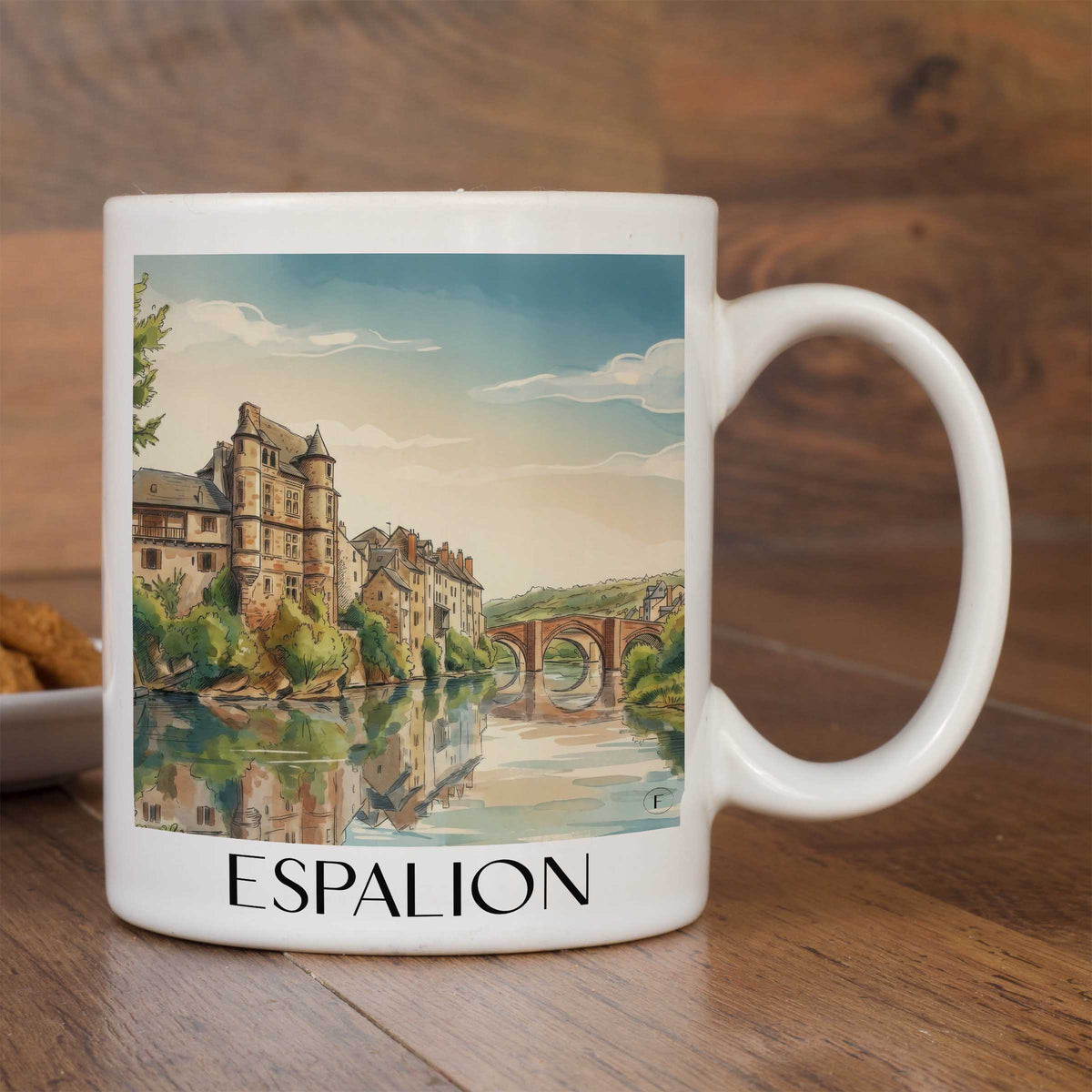 espalion-vallée-du-lot-frankreich-kaffeebecher-aquarell