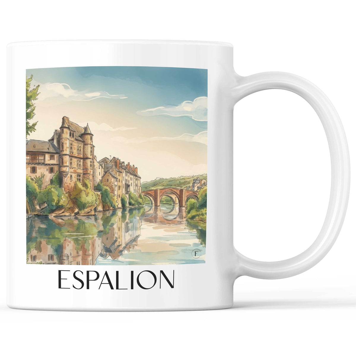 espalion-vallée-du-lot-frankreich-kaffeebecher-aquarell