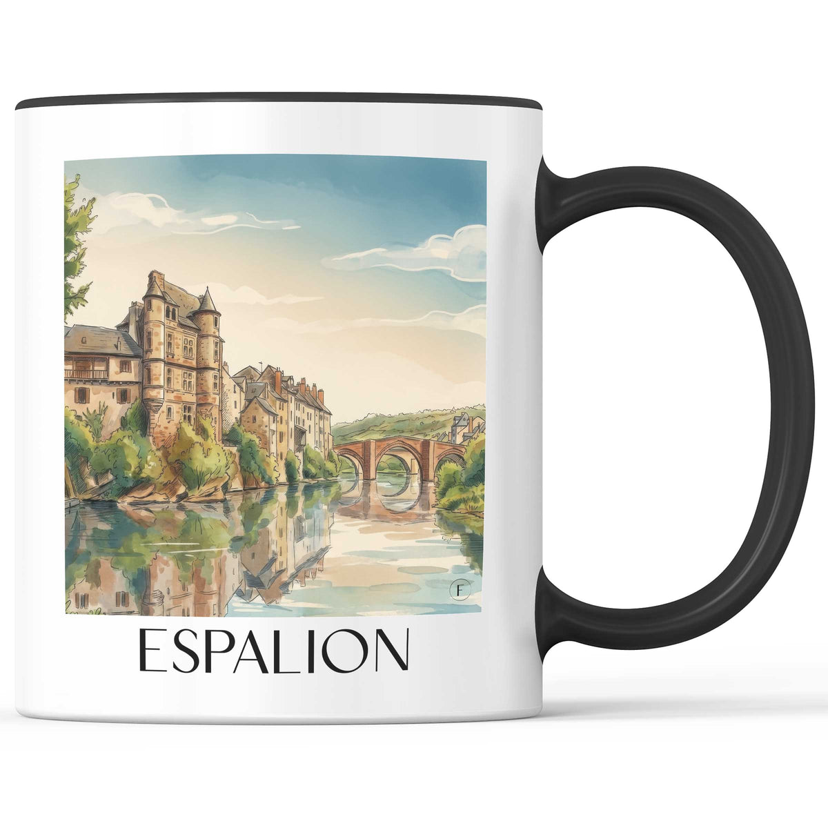 Espalion Kaffeebecher - Vallée du Lot - Frankreich Becher - Kaffeetasse im Aquarell Stil - favplace