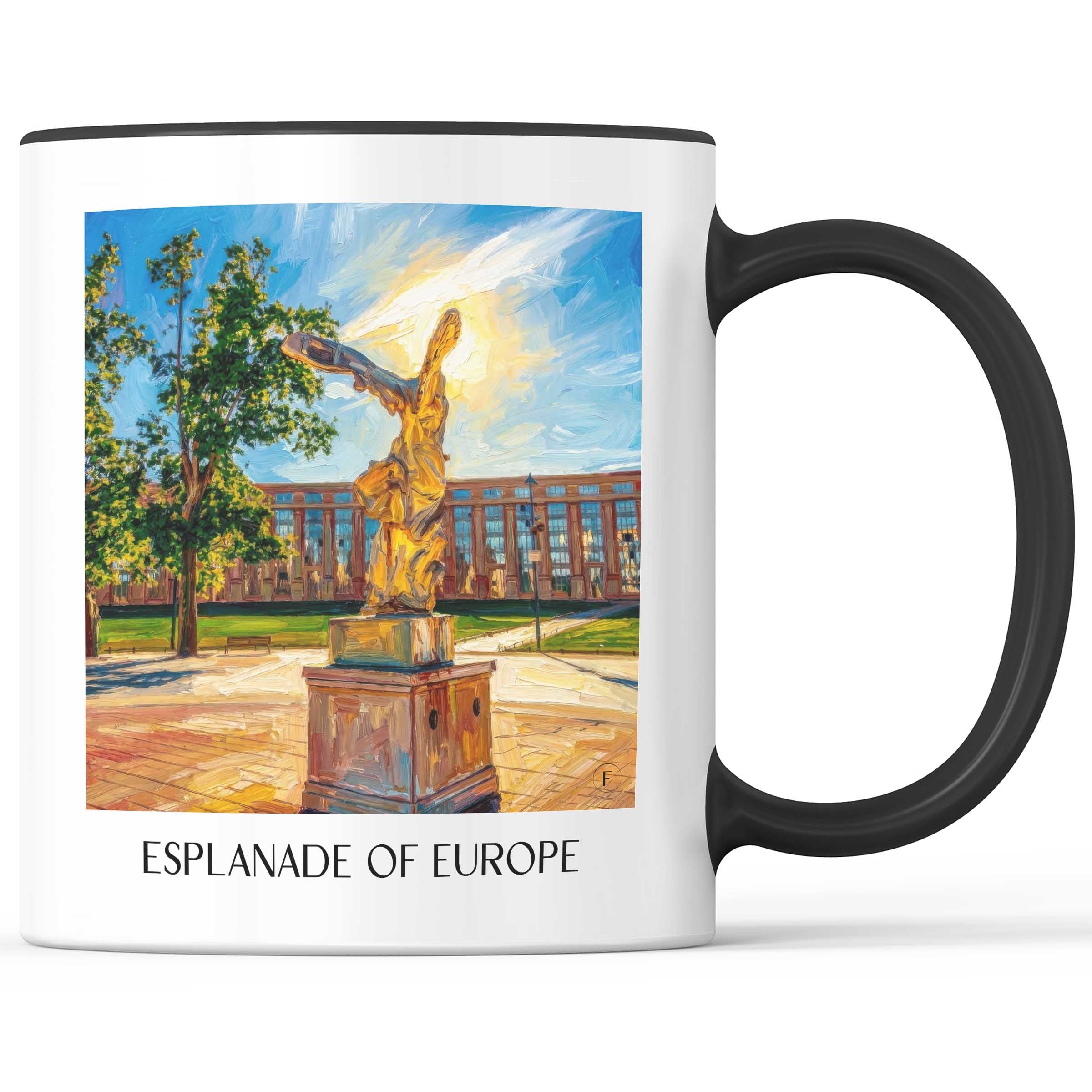 Esplanade de l'Europe Kaffeebecher - Montpellier - Frankreich Becher - Kaffeetasse im Ölgemälde Stil - favplace