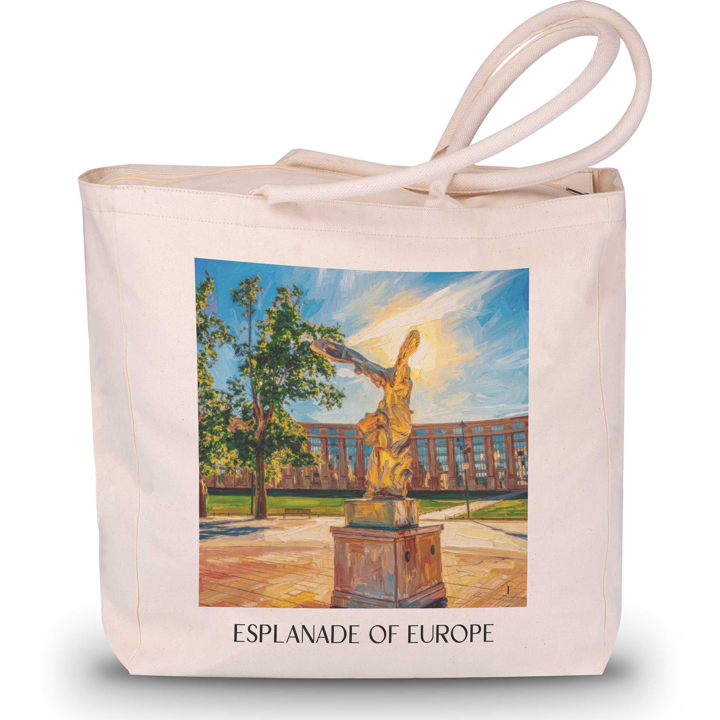 Esplanade de l'Europe Shopping Tasche - Montpellier - Frankreich Tote Bag - Einkaufstasche im Ölgemälde Stil - favplace