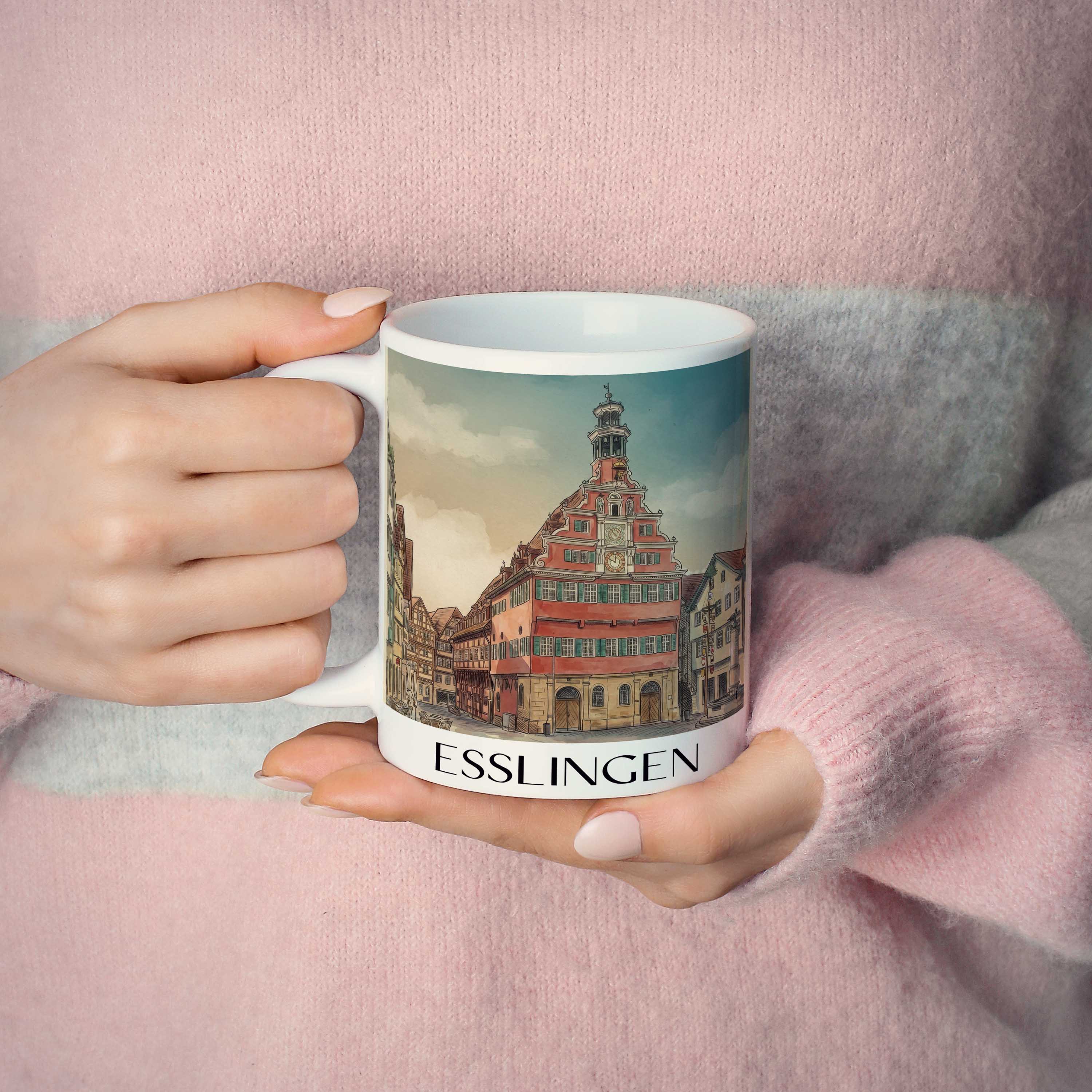esslingen-deutschland-kaffeebecher-aquarell