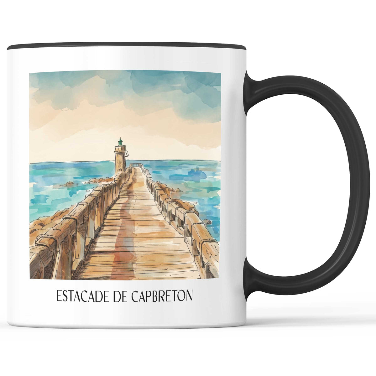 estacade-de-capbreton-côte-landaise-frankreich-kaffeebecher-aquarell