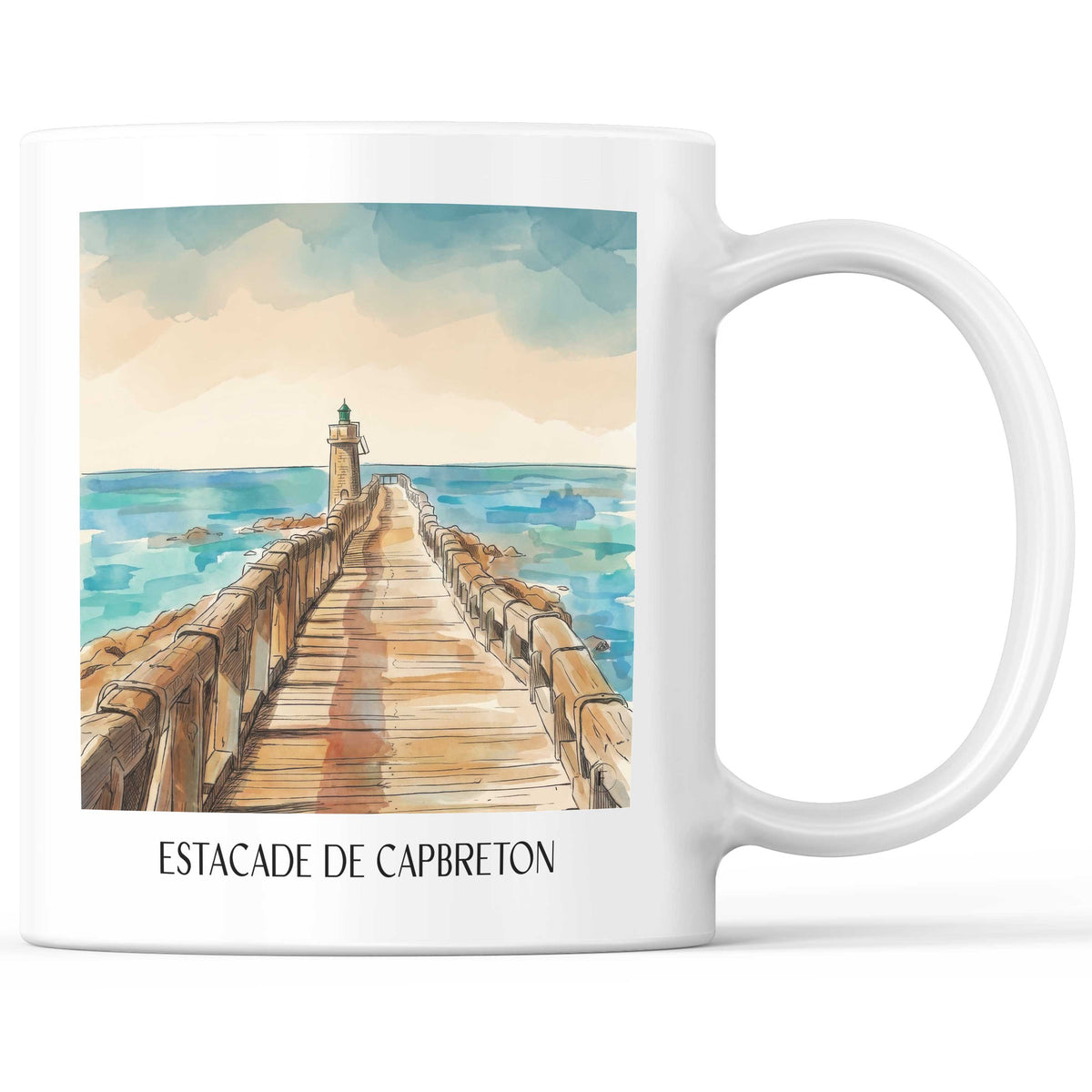 estacade-de-capbreton-côte-landaise-frankreich-kaffeebecher-aquarell