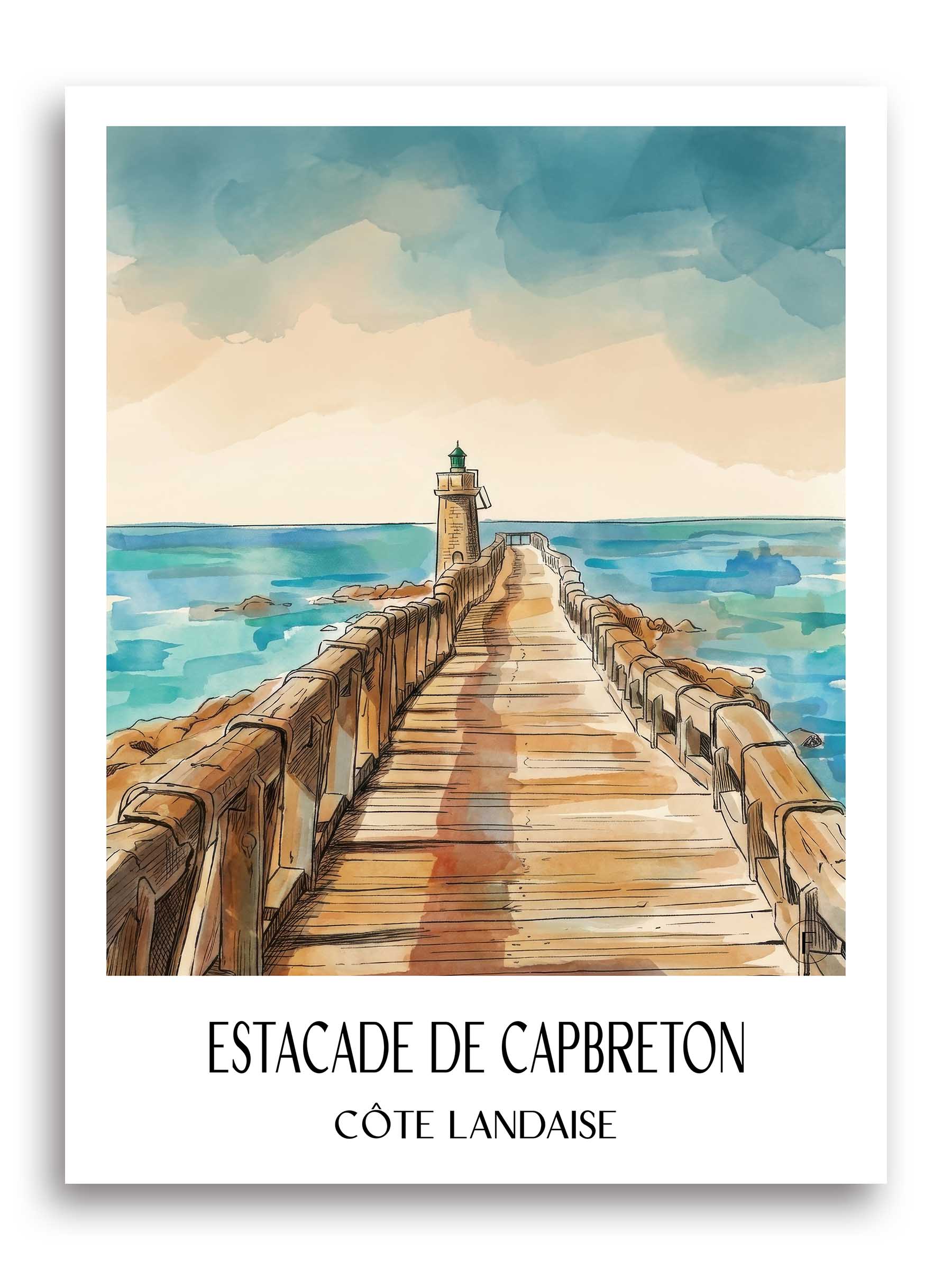 estacade-de-capbreton-côte-landaise-frankreich-poster-aquarell