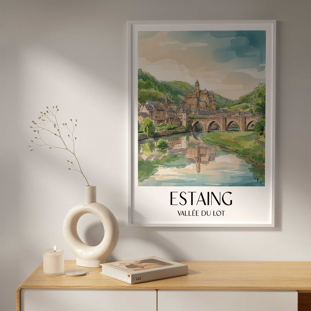 estaing-vallée-du-lot-frankreich-poster-aquarell