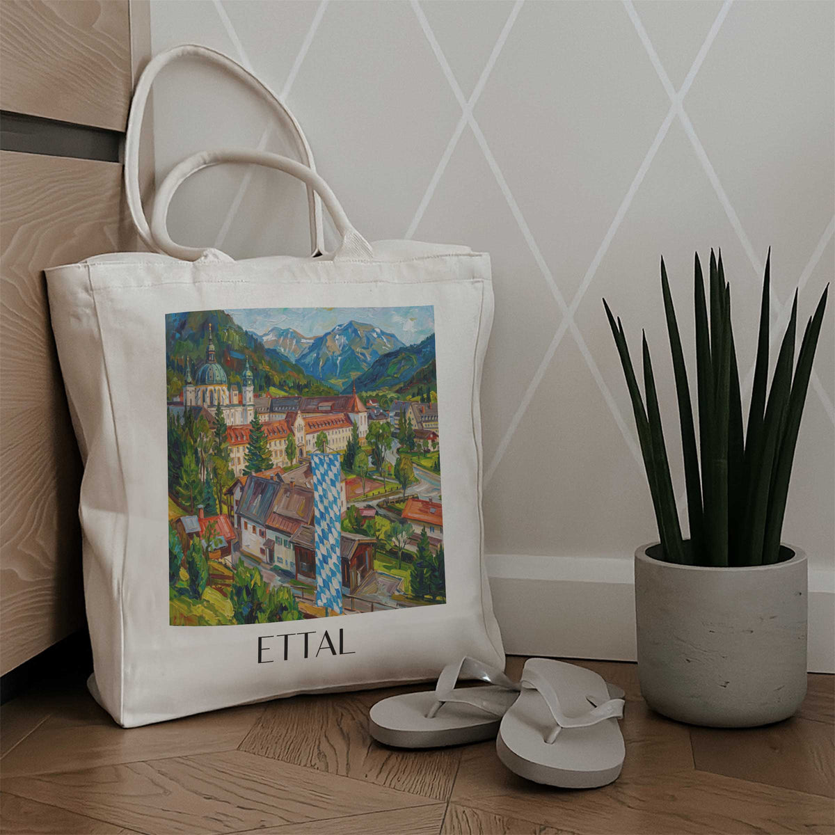 ettal-ammergauer-alpen-deutschland-einkaufstasche-oil-painting-oelgemaelde
