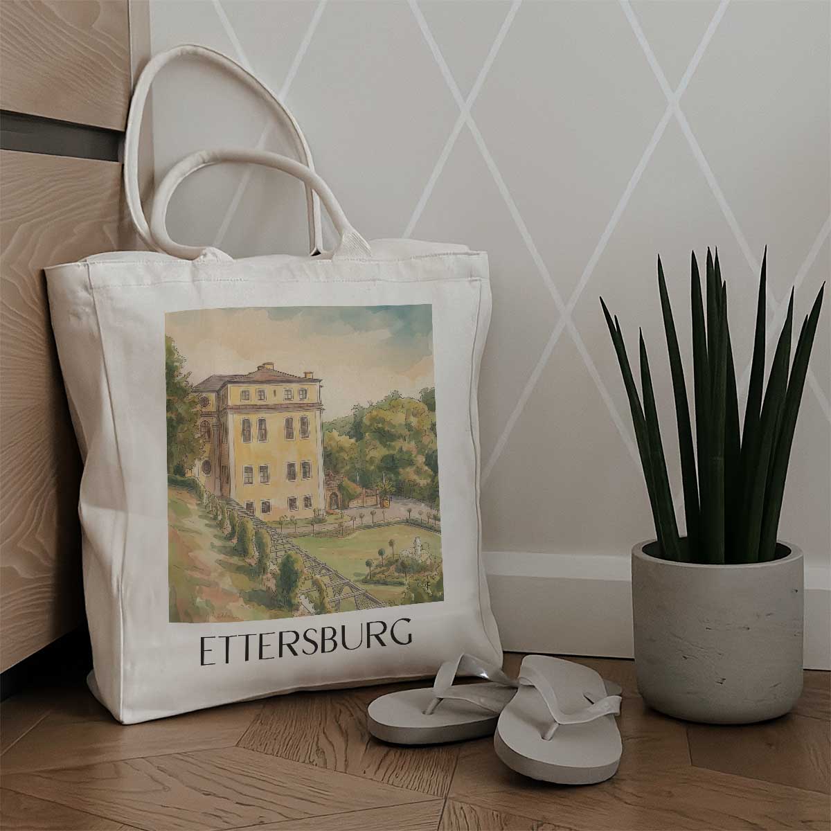 ettersburg-thüringen-deutschland-einkaufstasche-aquarell