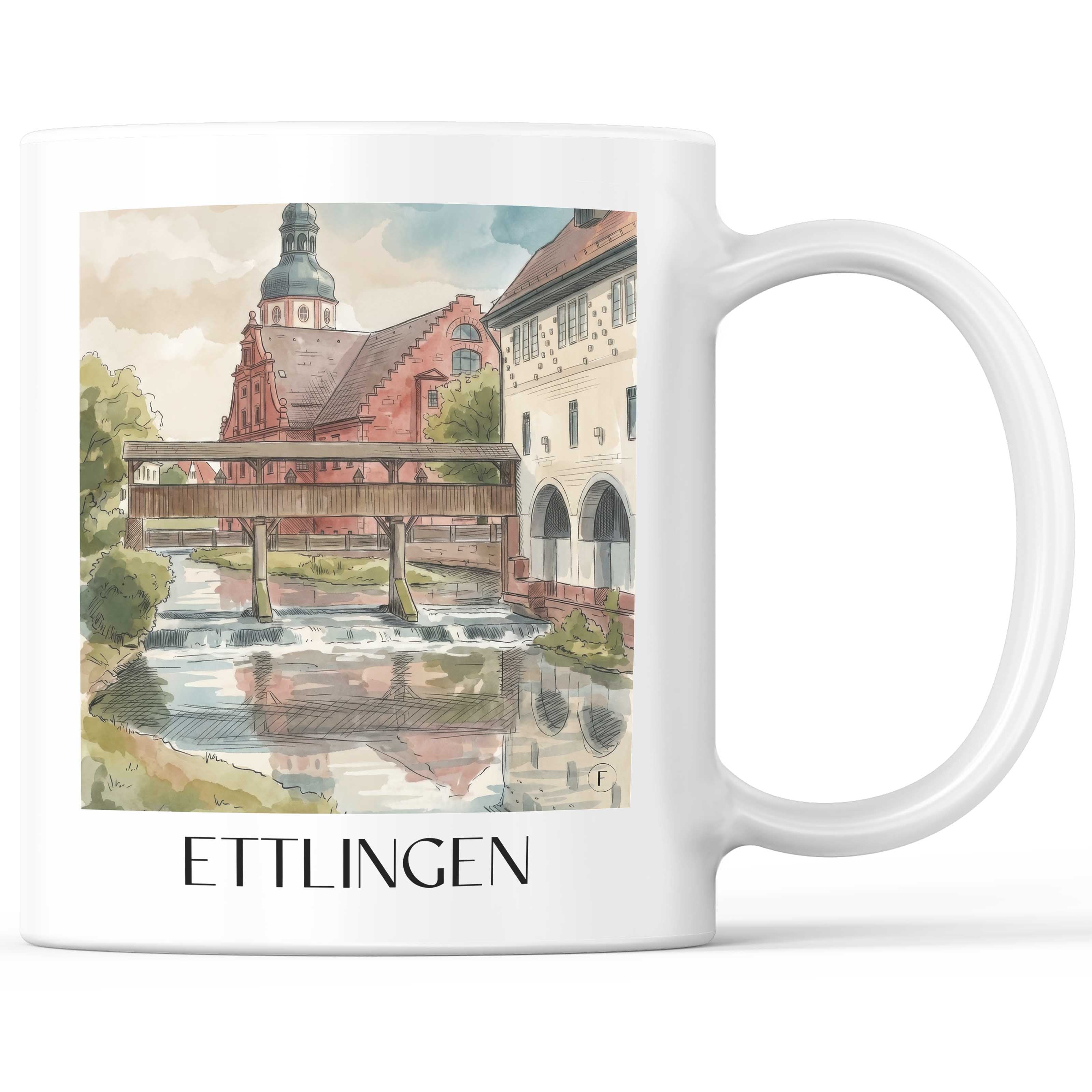 Ettlingen - Deutschland Becher - Kaffeetasse im Aquarell Stil - favplace