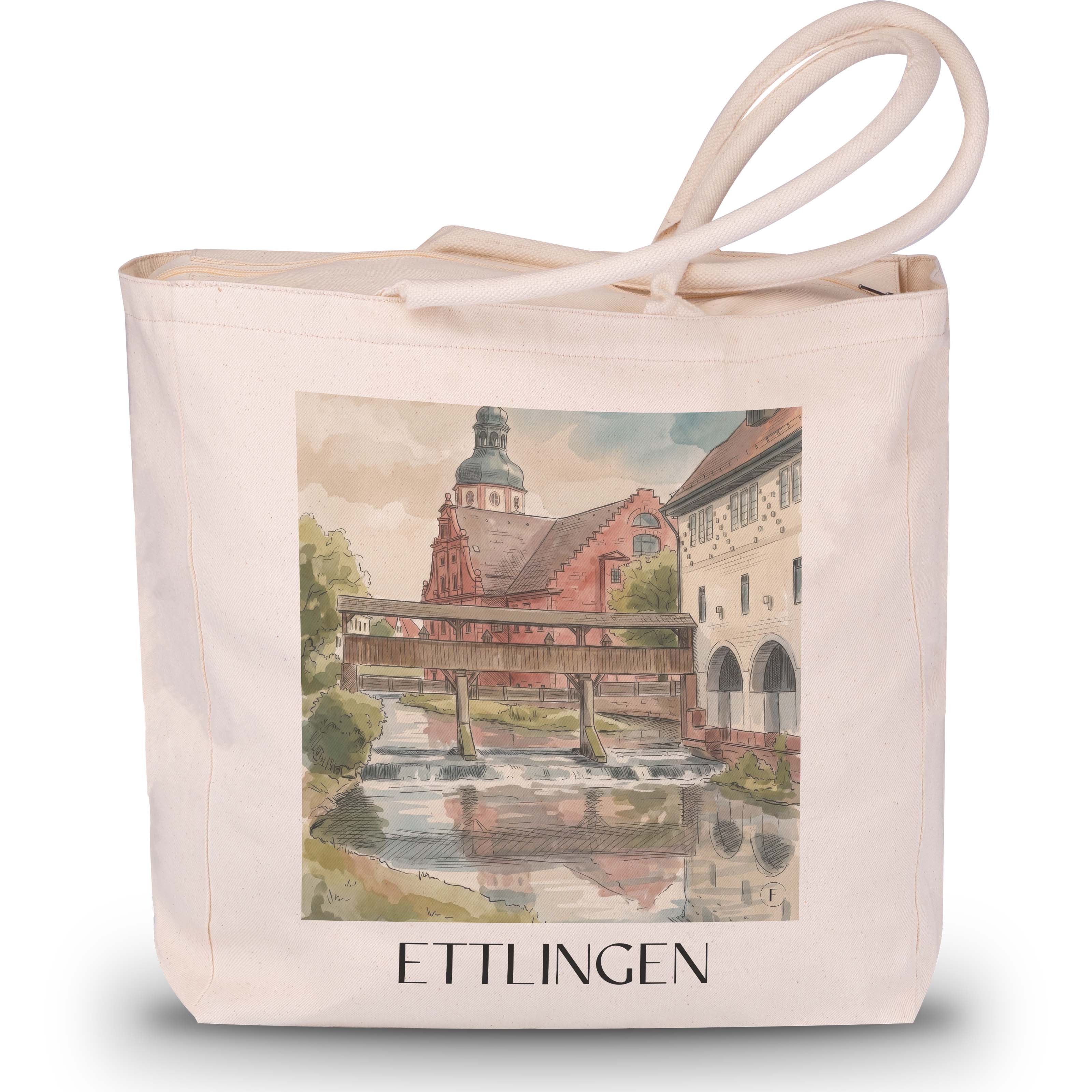 Ettlingen - Deutschland Tote Bag - Einkaufstasche im Aquarell Stil - favplace
