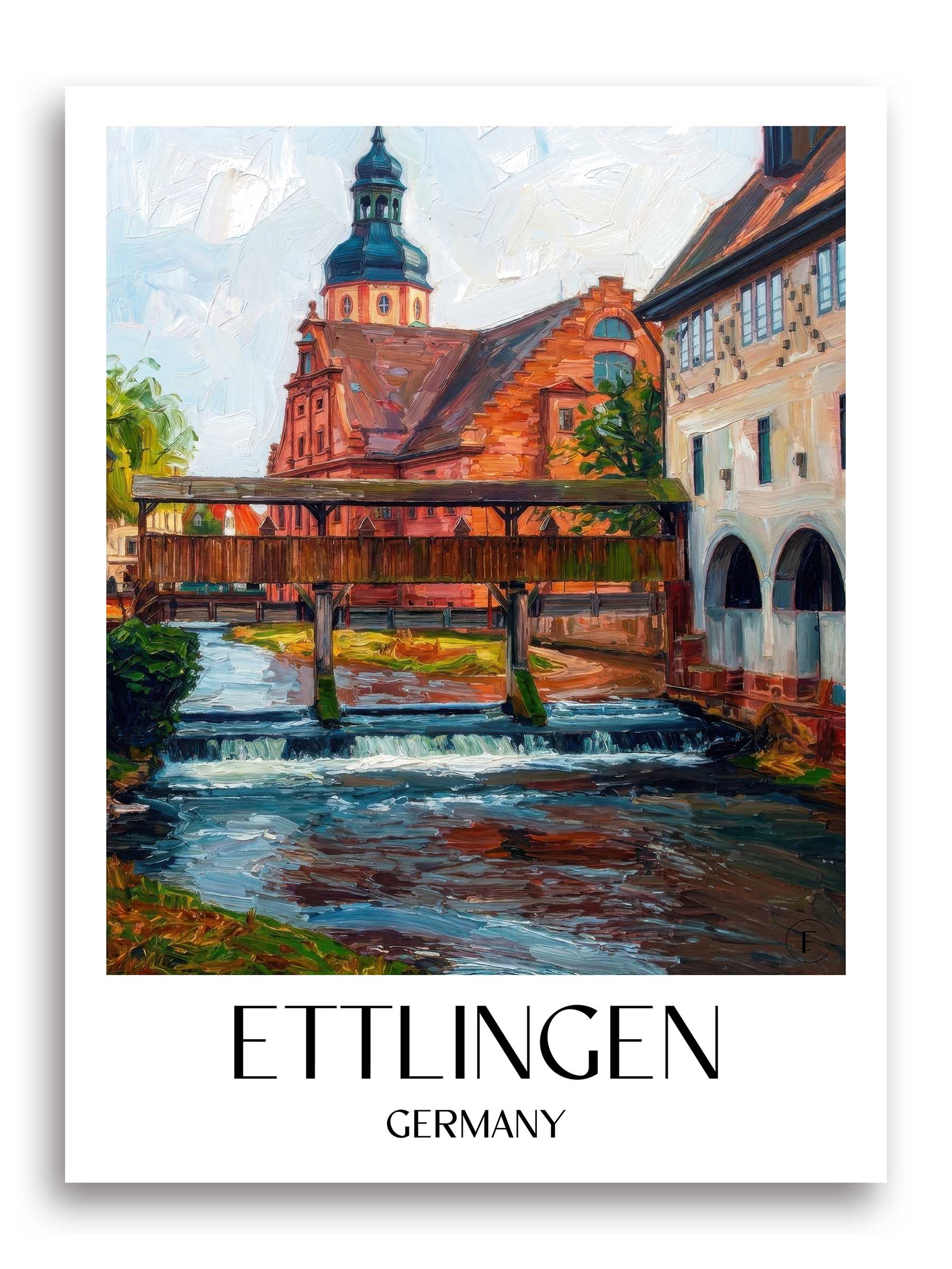 Ettlingen Poster - - Deutschland Kunstdruck - Ölgemälde von A4 bis A1 - favplace