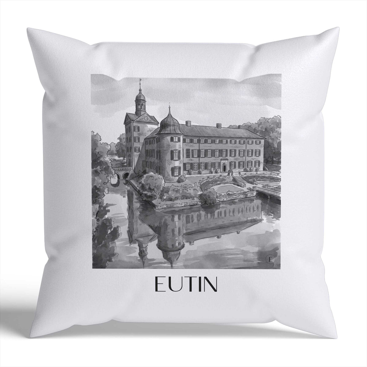 eutin-schleswig-holstein-deutschland-kissenbezug-aquarell-schwarz-weiss
