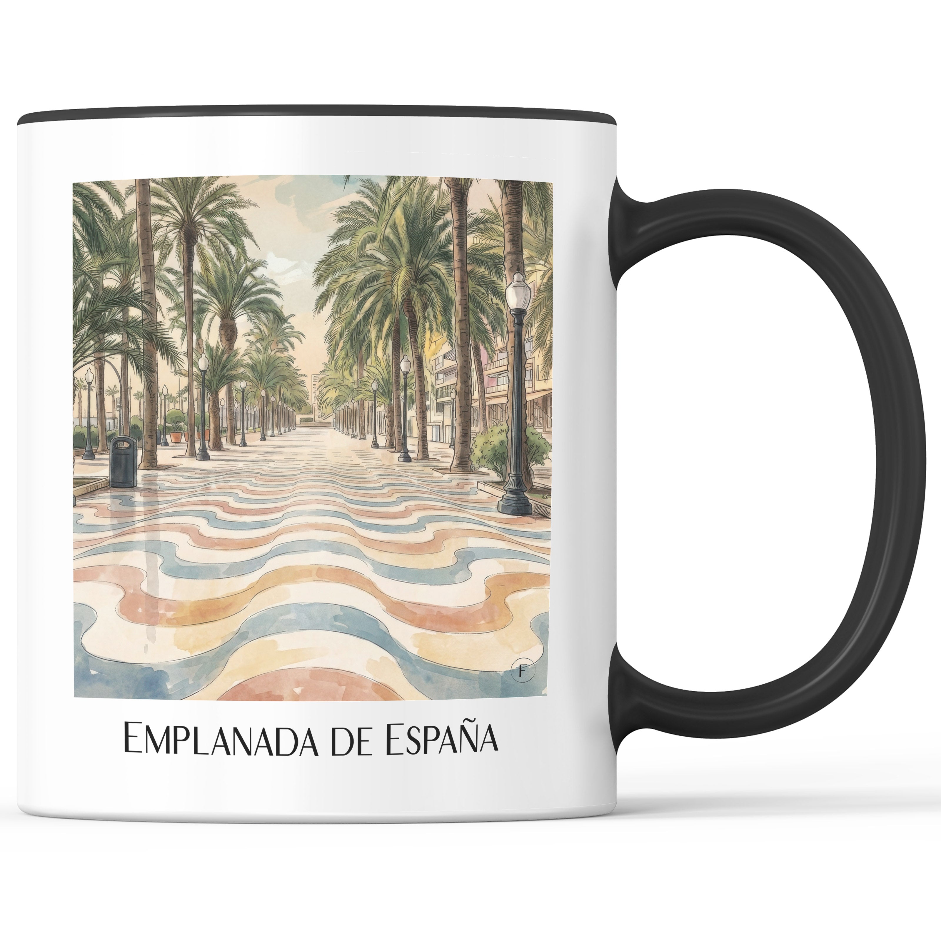 Explanada de España Kaffeebecher - Alicante - Spanien Becher - Kaffeetasse im Aquarell Stil - favplace