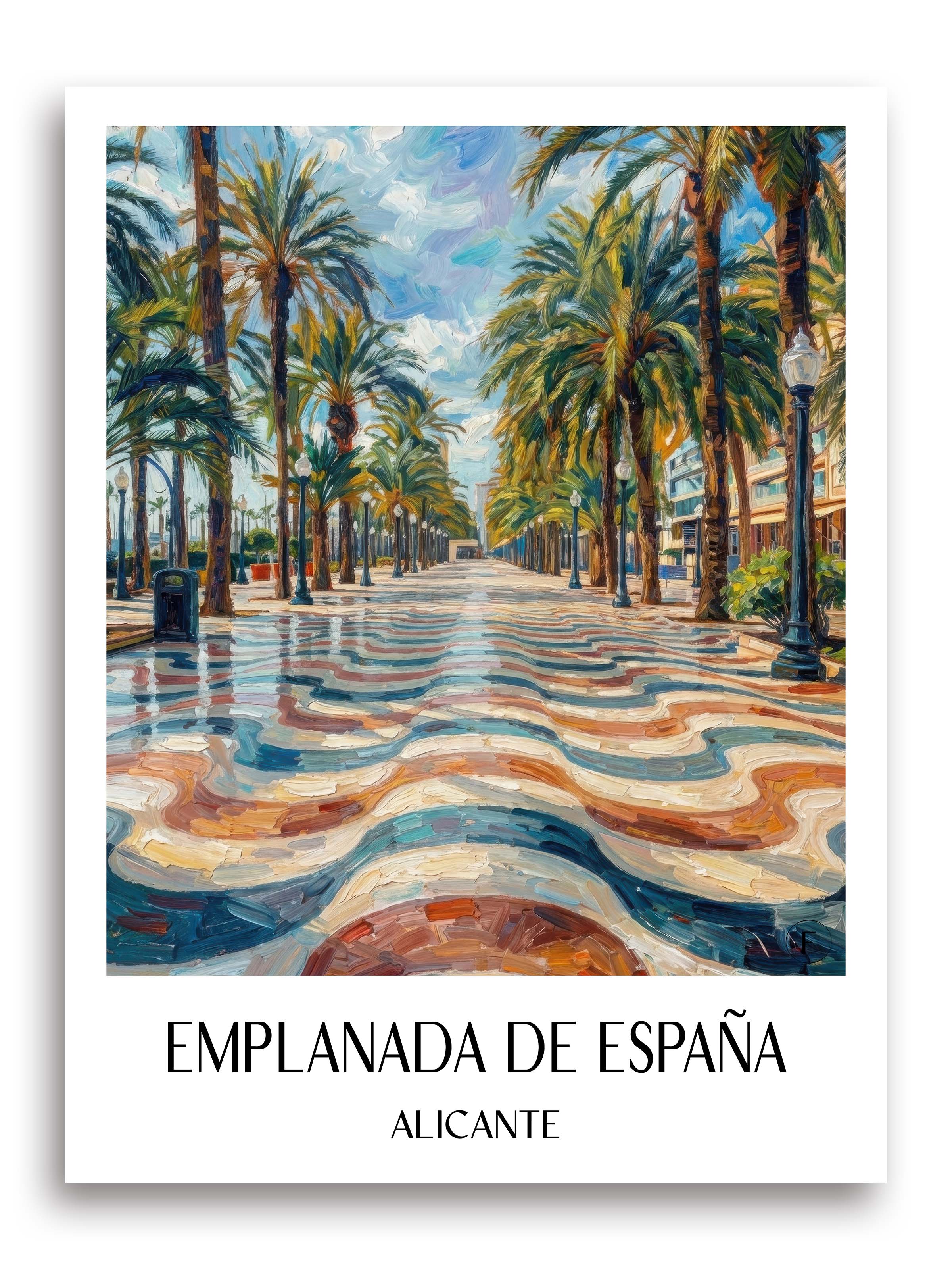 Explanada de España Poster - Alicante - Spanien Kunstdruck - Ölgemälde von A4 bis A1 - favplace
