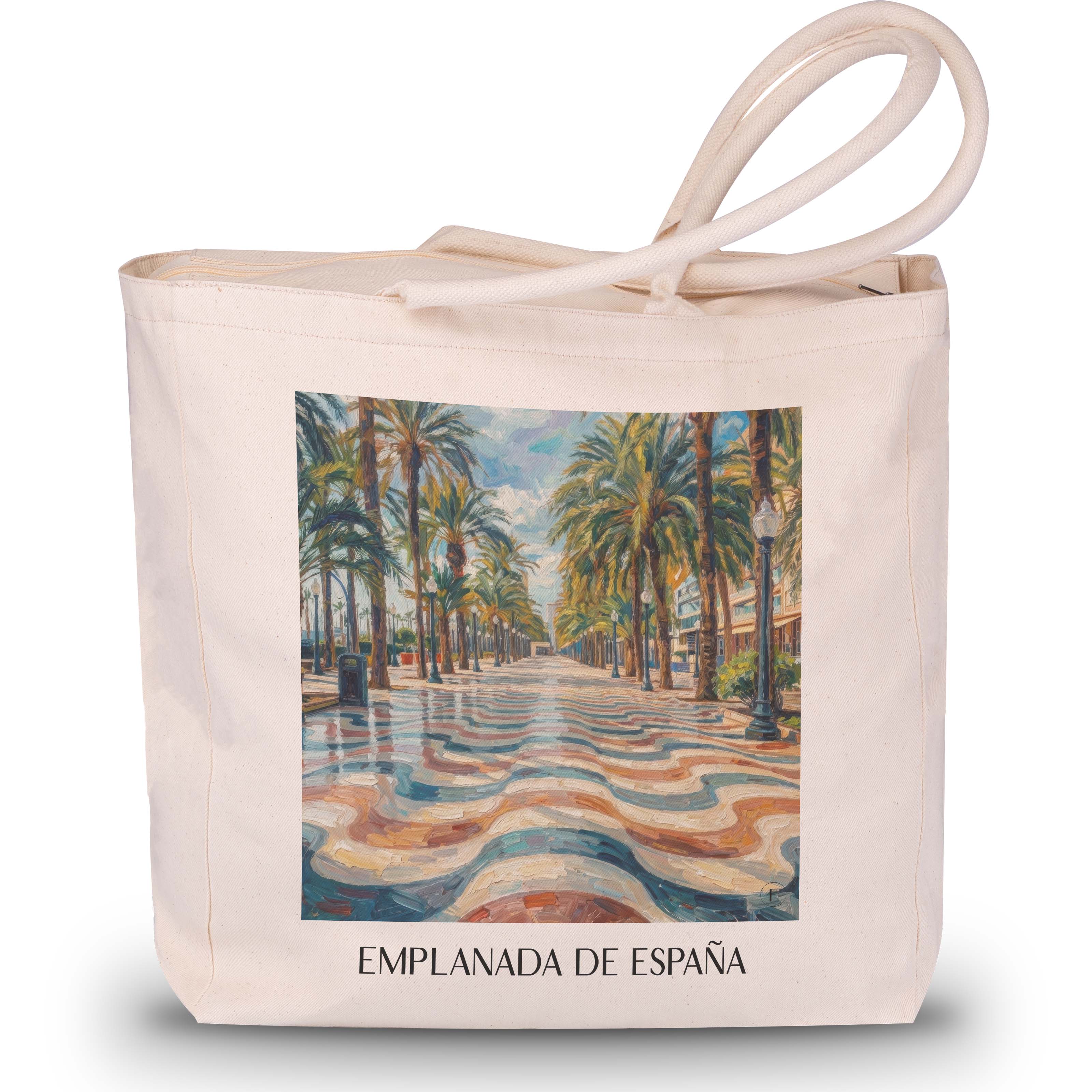 Explanada de España Shopping Tasche - Alicante - Spanien Tote Bag - Einkaufstasche im Ölgemälde Stil - favplace