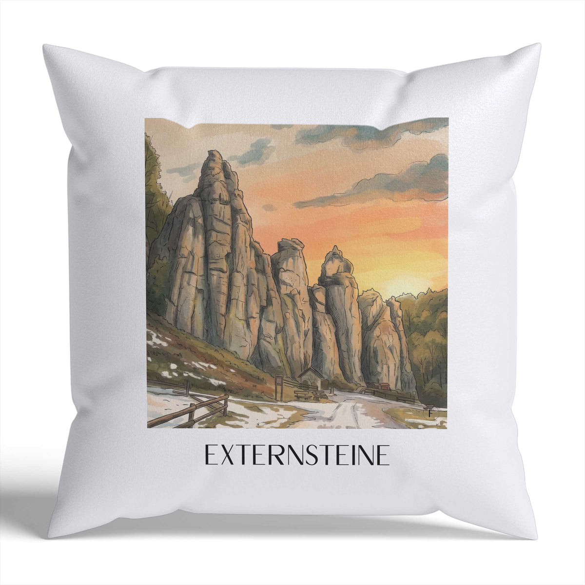 Externsteine Kissenhülle - Zierkissen Bezug - Detmold - Deutschland Kissen bzw. Kissenbezug im Aquarell Stil - favplace
