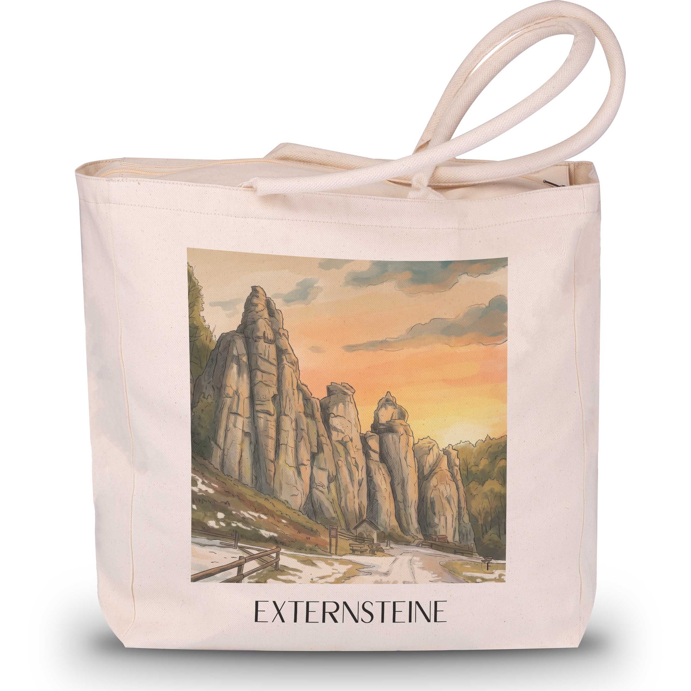 Externsteine Shopping Tasche - Detmold - Deutschland Tote Bag - Einkaufstasche im Aquarell Stil - favplace