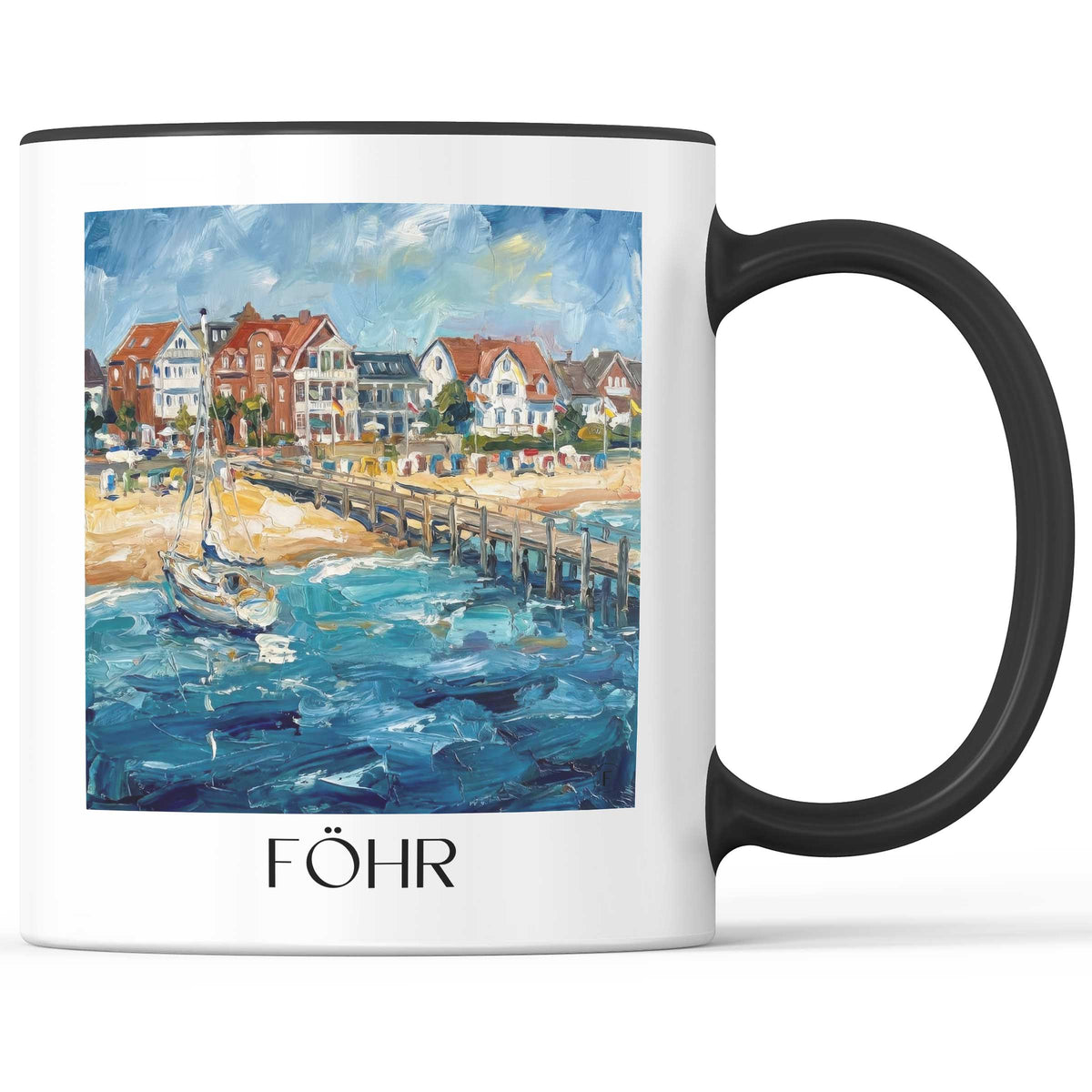 Föhr Kaffeebecher - Schleswig-Holstein - Deutschland Becher - Kaffeetasse im Ölgemälde Stil - favplace