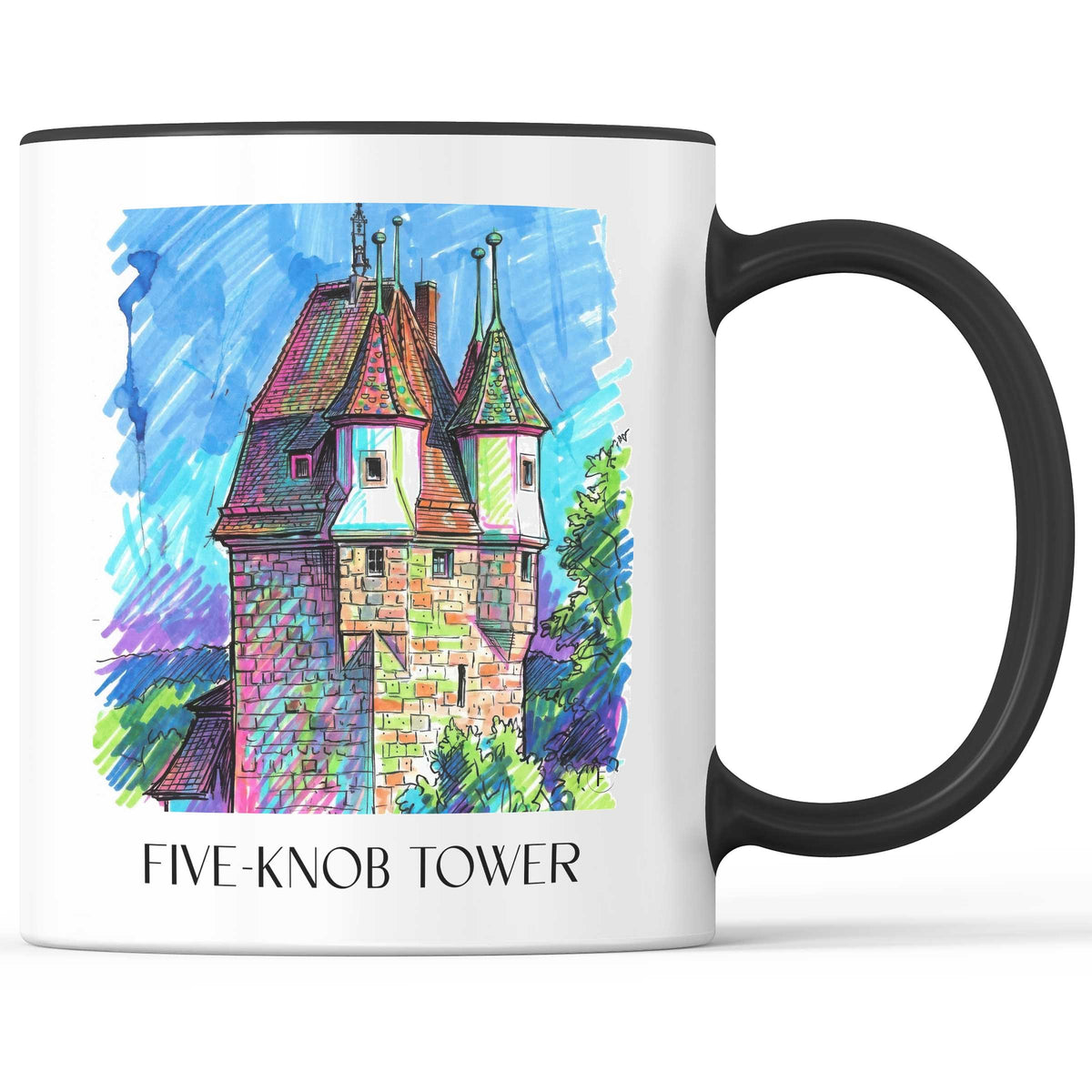 Fünfknopfturm Kaffeebecher - Schwäbisch Gmünd - Deutschland Becher - Kaffeetasse im Tag Graffiti Stil - favplace
