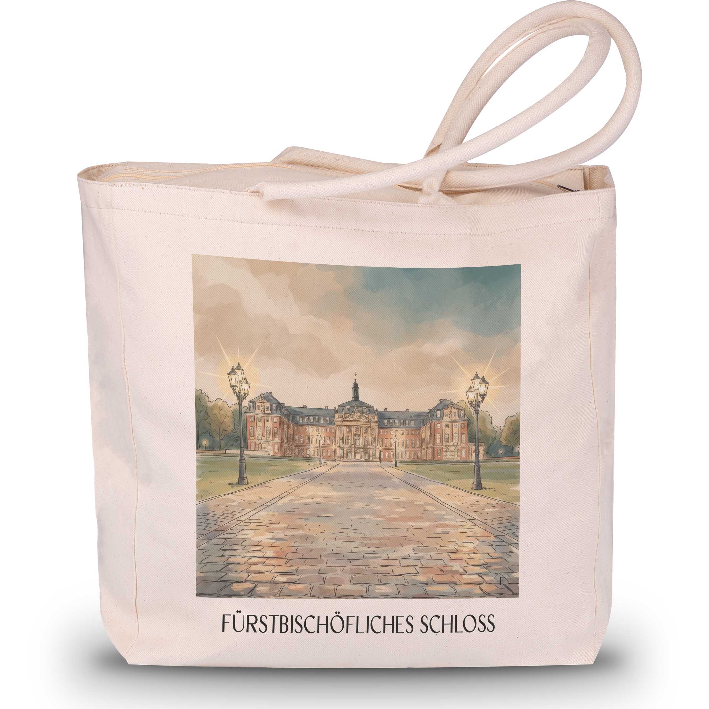 fürstbischöfliches-schloss-münster-deutschland-einkaufstasche-aquarell