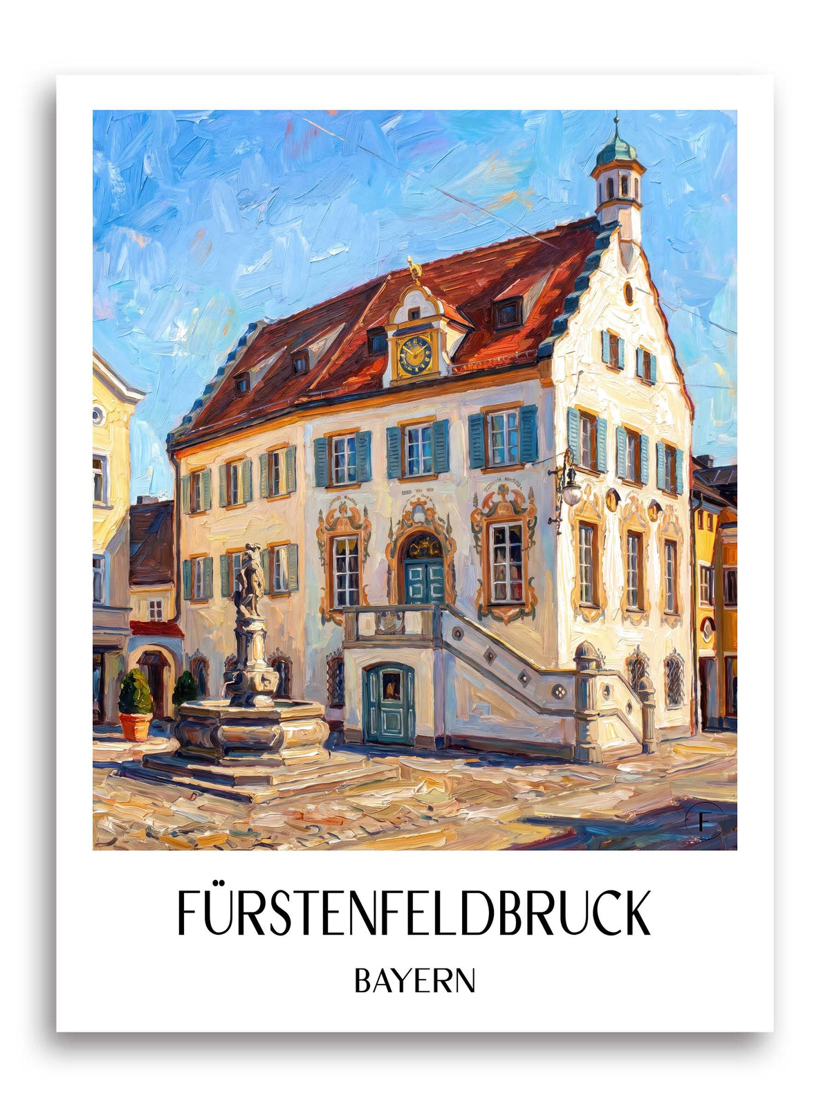 Fürstenfeldbruck Poster - Bayern - Deutschland Kunstdruck - Ölgemälde von A4 bis A1 - favplace