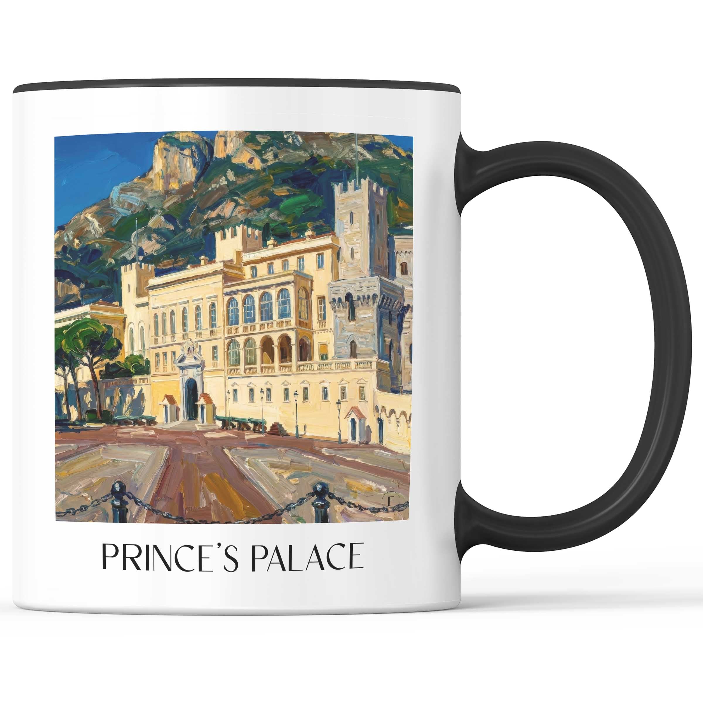 Fürstenpalast Kaffeebecher - Monaco - Monaco Becher - Kaffeetasse im Ölgemälde Stil - favplace