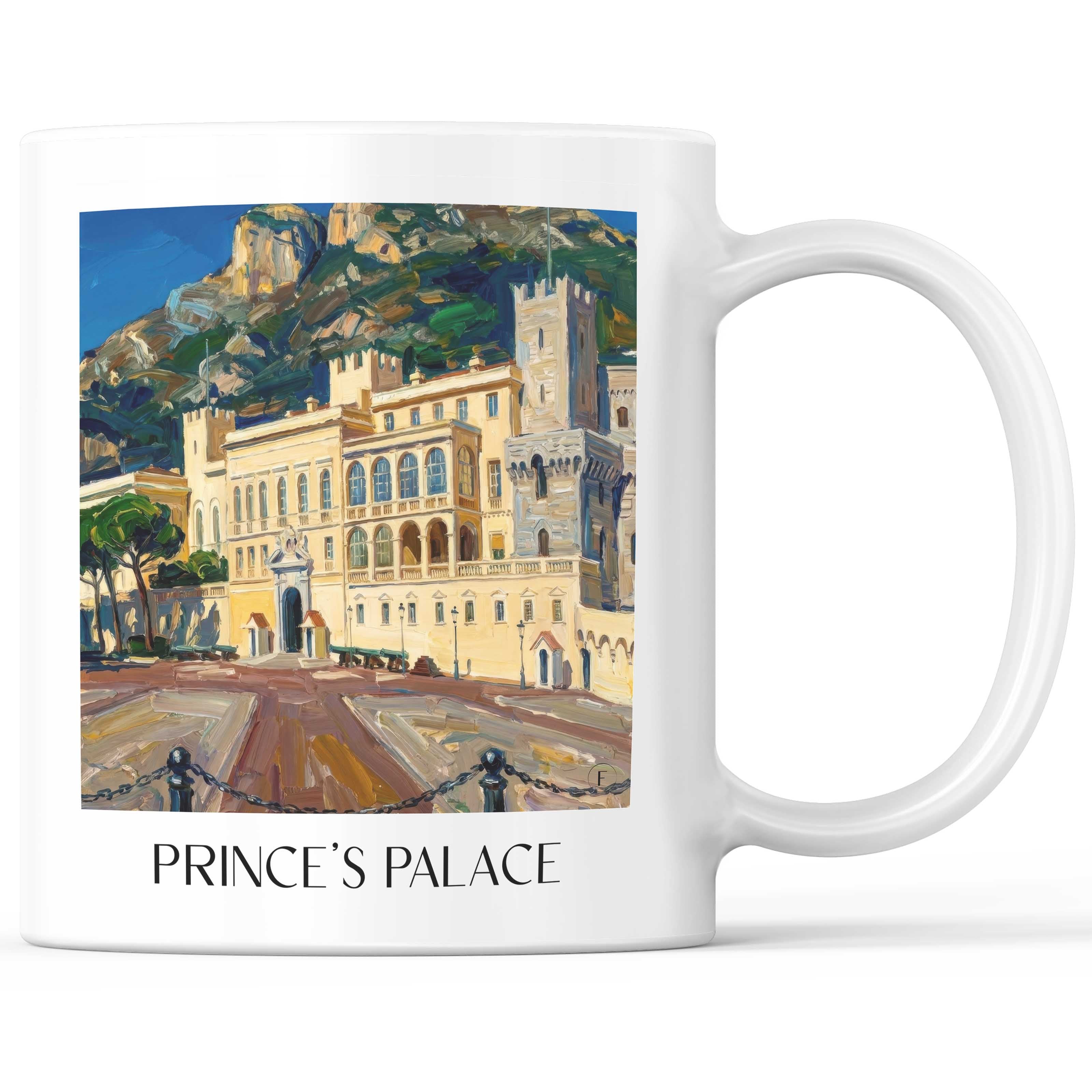 Fürstenpalast Kaffeebecher - Monaco - Monaco Becher - Kaffeetasse im Ölgemälde Stil - favplace