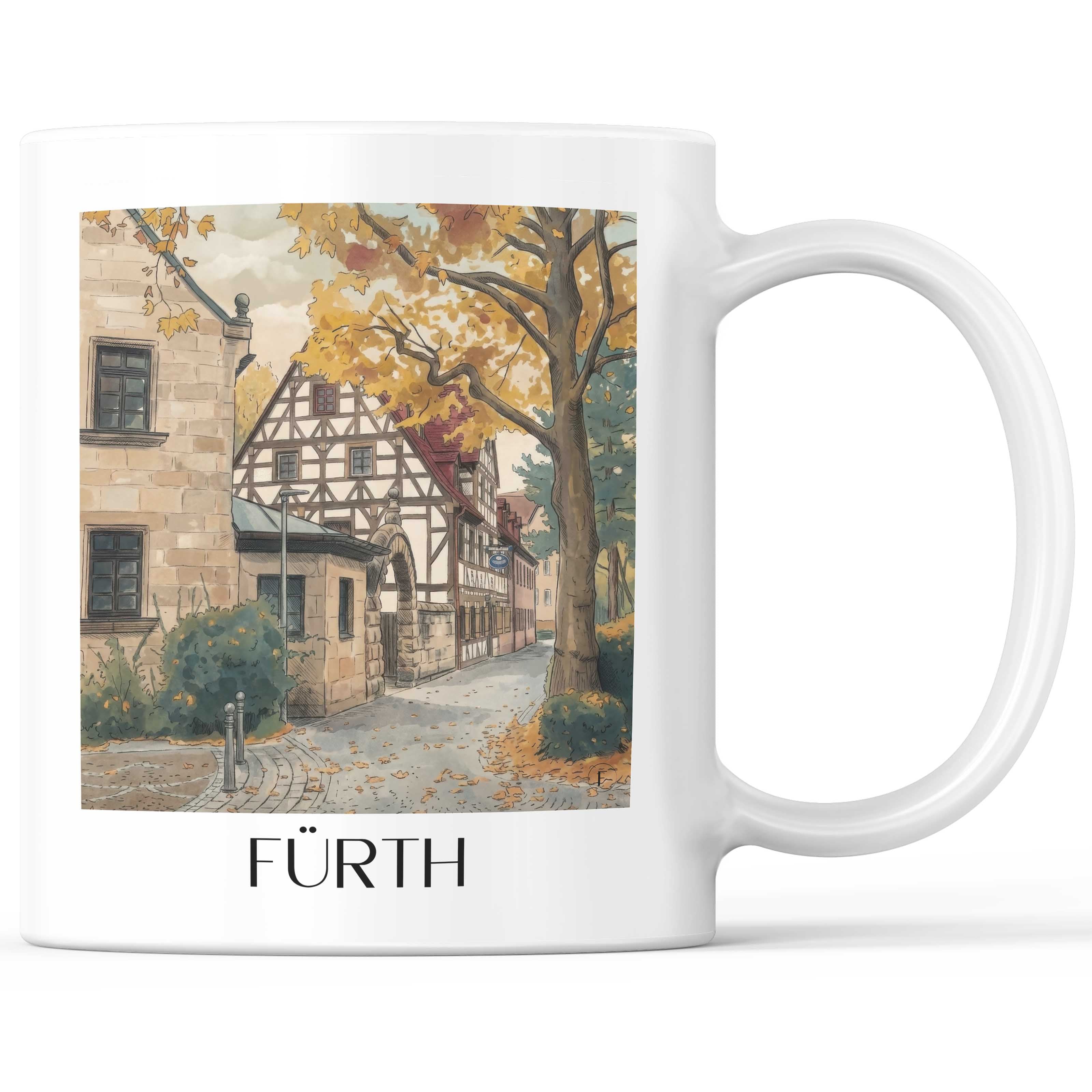 Fürth - Deutschland Becher - Kaffeetasse im Aquarell Stil - favplace